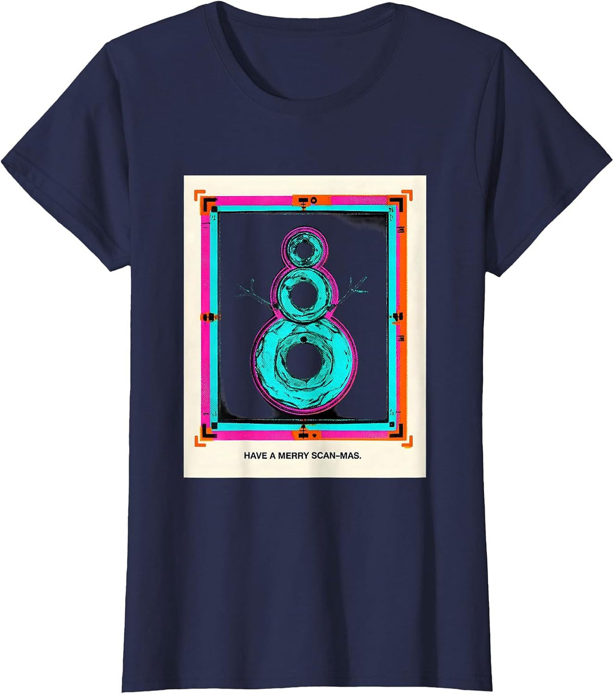 Women's Have A Merry Scan-mas Radiology Tech Christmas Humor T-Shirt - Navy Blue