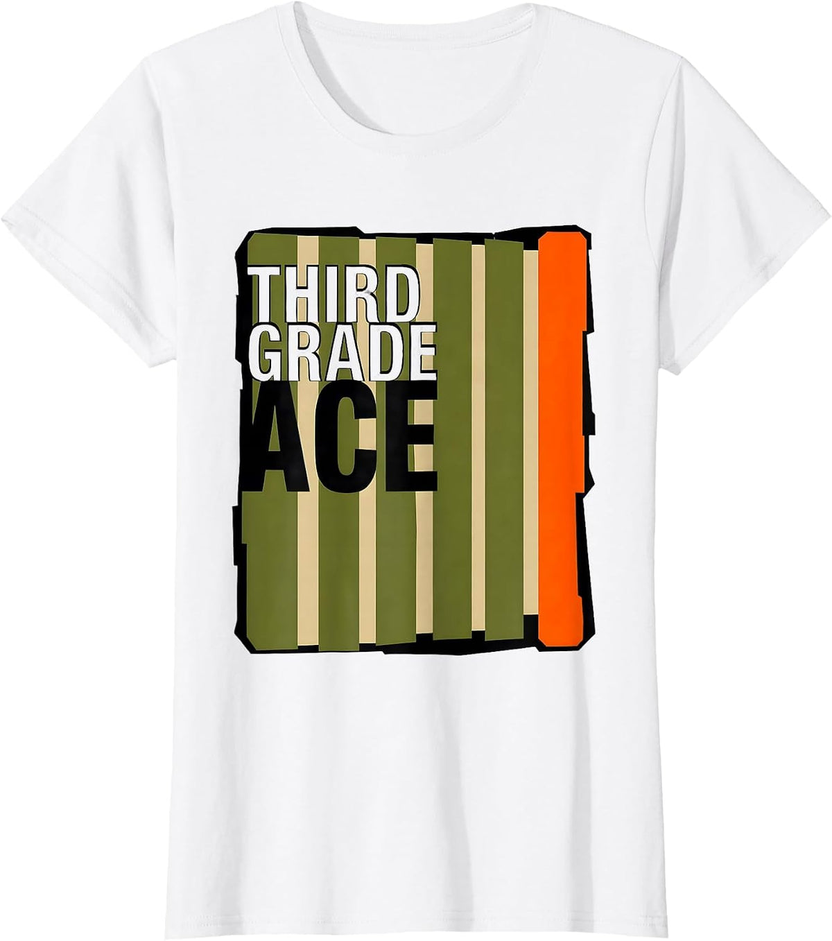 Women's Third Grade Ace Camo Back To School Boys Teachers T-Shirt - White