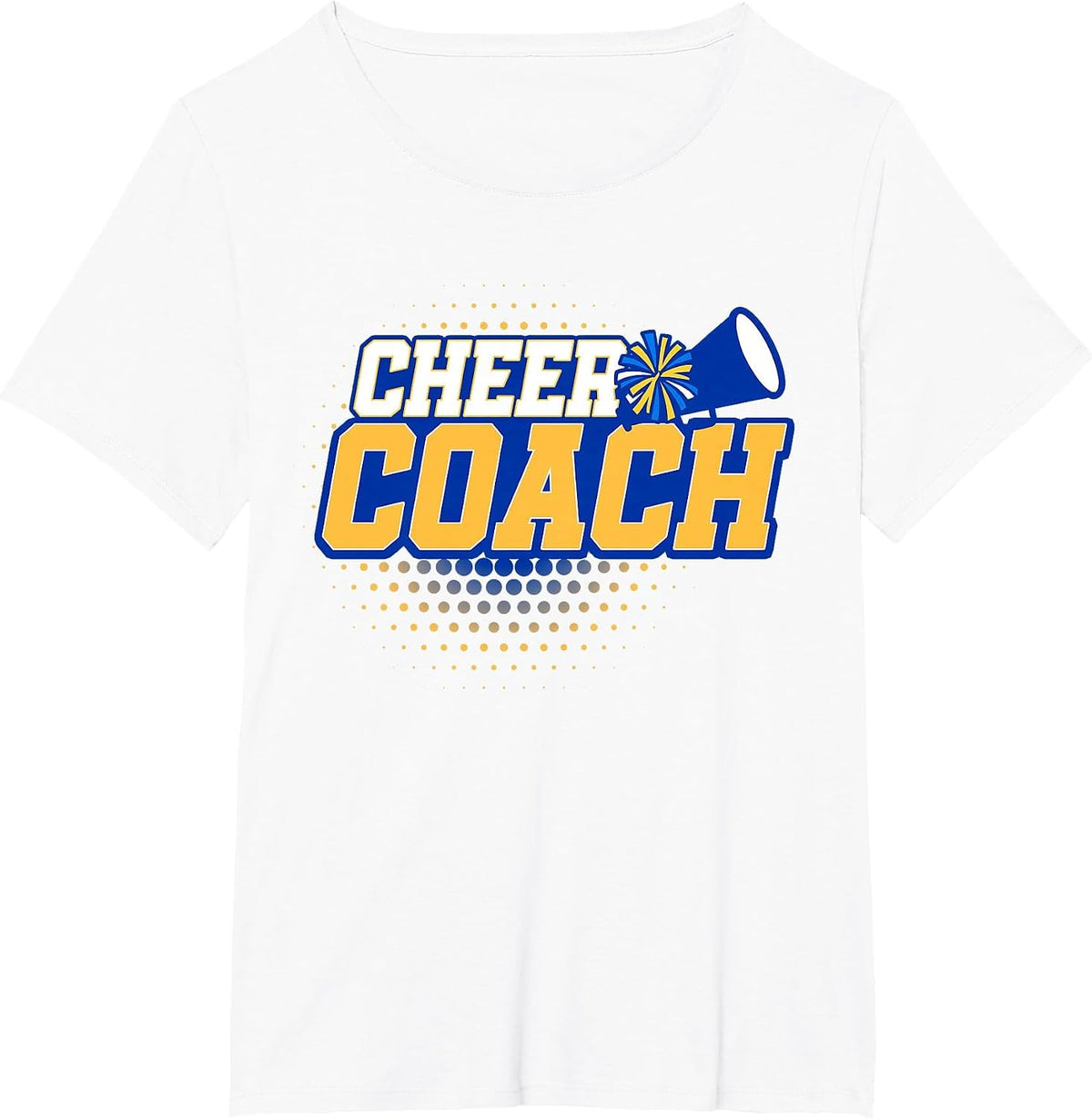 Football Cheer Coach Blue Gold Sport Team Cheerleader Squad T-Shirt - White