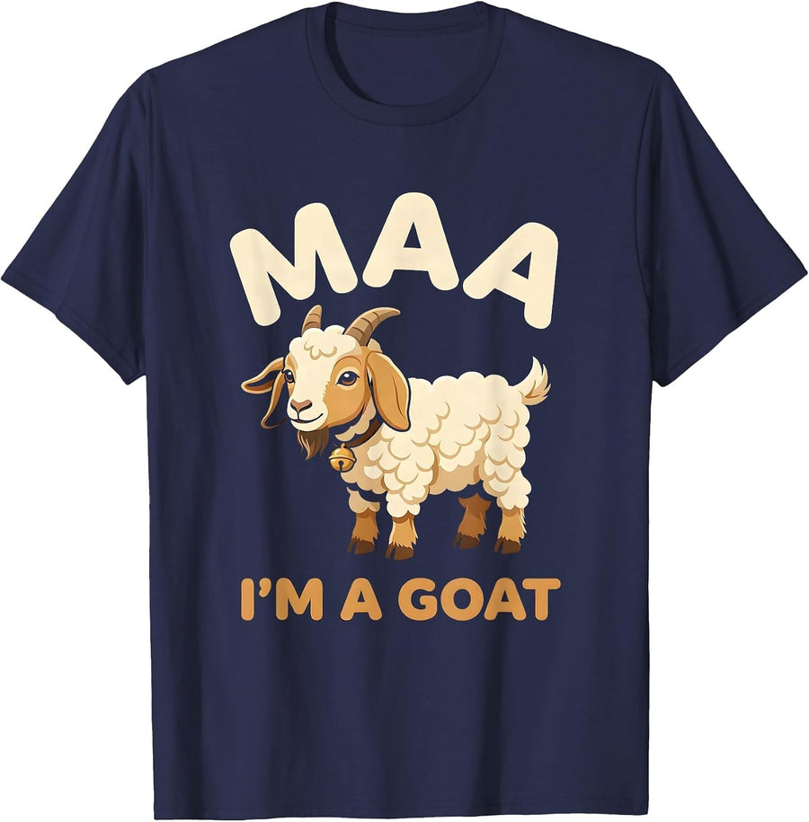 Maa I'm a Goat Funny Sheep Costume Halloween Party T-Shirt - Navy Blue