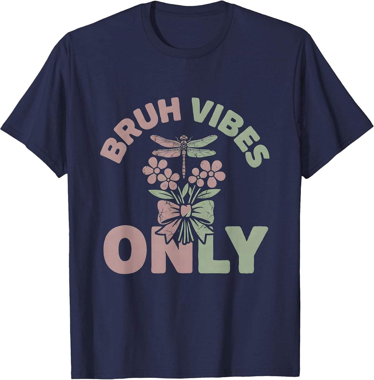 Men's Bruh Vibes Only Laid-Back Attitude Design T-Shirt - Navy Blue