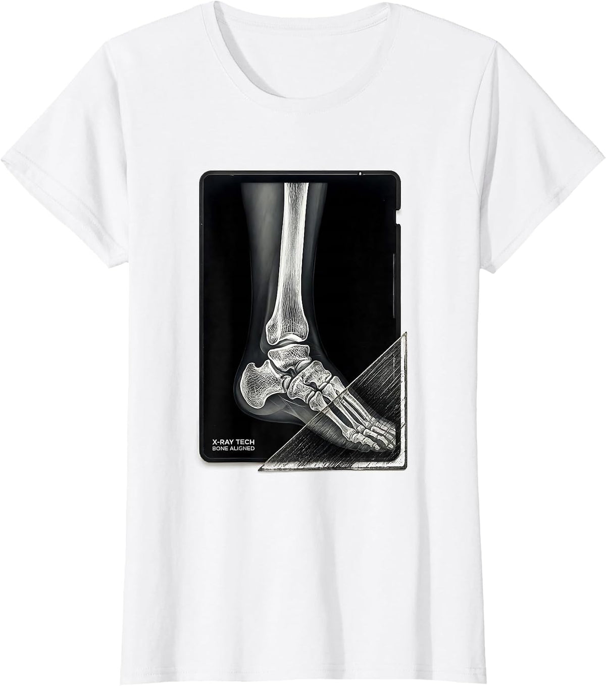 Women's X-Ray Tech Bone Aligned Scratchboard Radiology Technologist T-Shirt - White