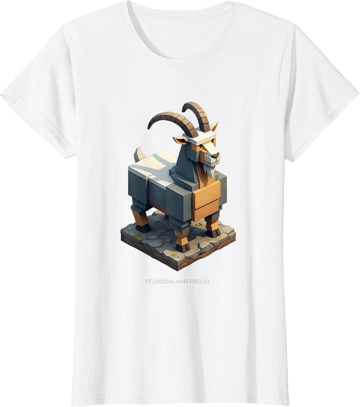 Stubborn And Proud Funny Goat Design T-Shirt - White
