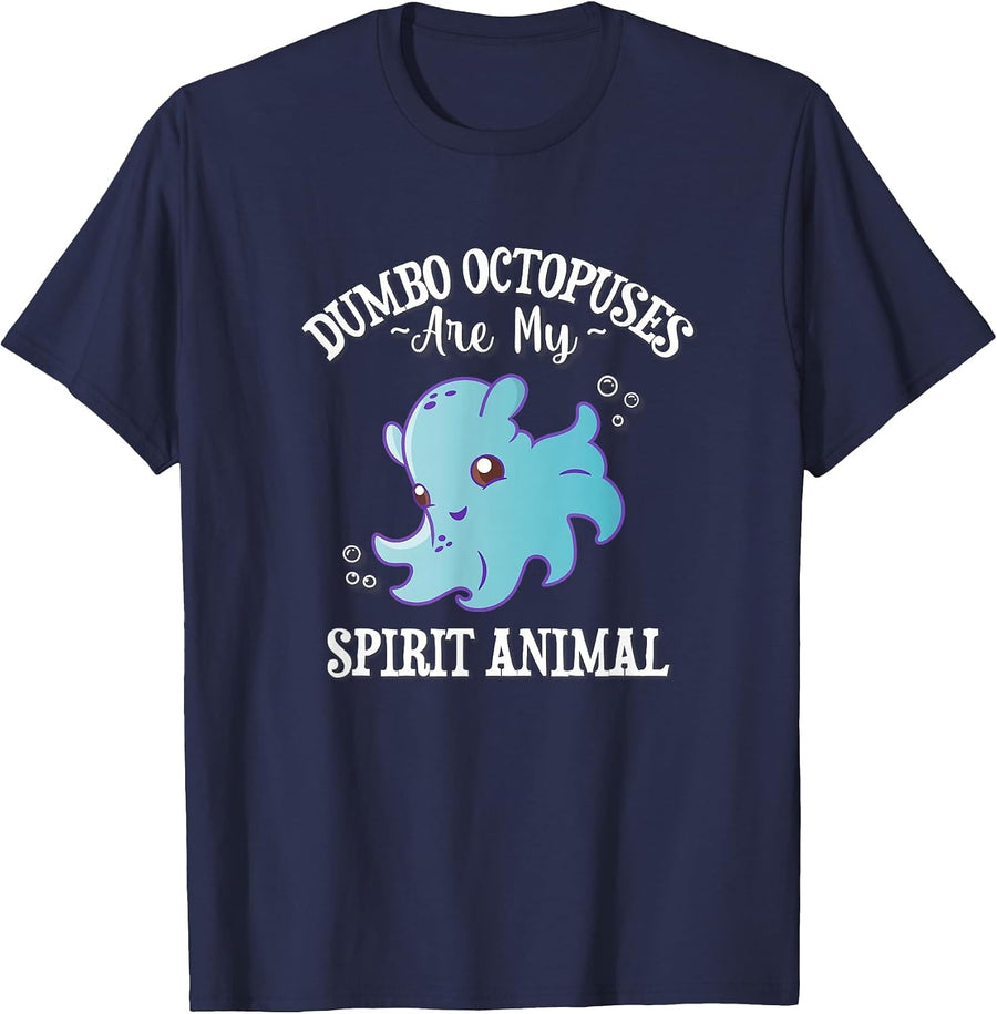 Funny Cute Kawaii Spirit Animal Dumbo Octopus Lover T-Shirt - Navy Blue