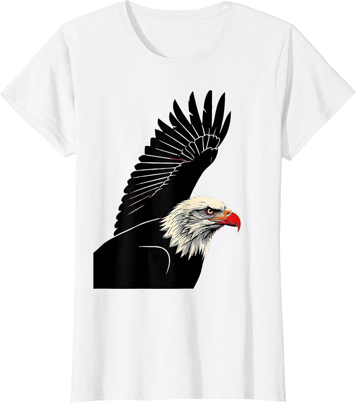 Bald Eagle Stencil Graphic Mascot Pride T-Shirt - White