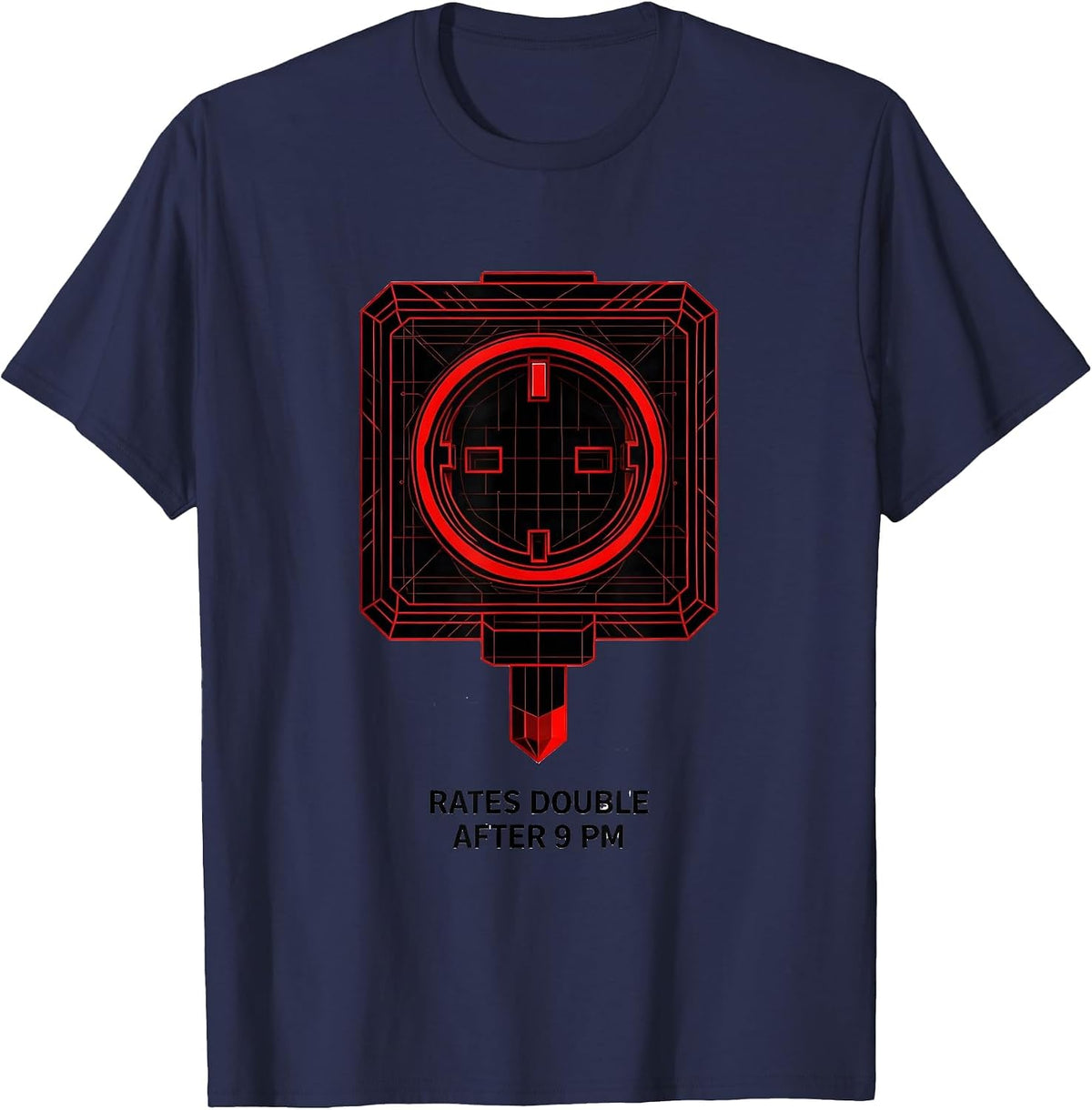 Rates Double After 9 PM Funny Tech Support IT Humor T-Shirt - Navy Blue