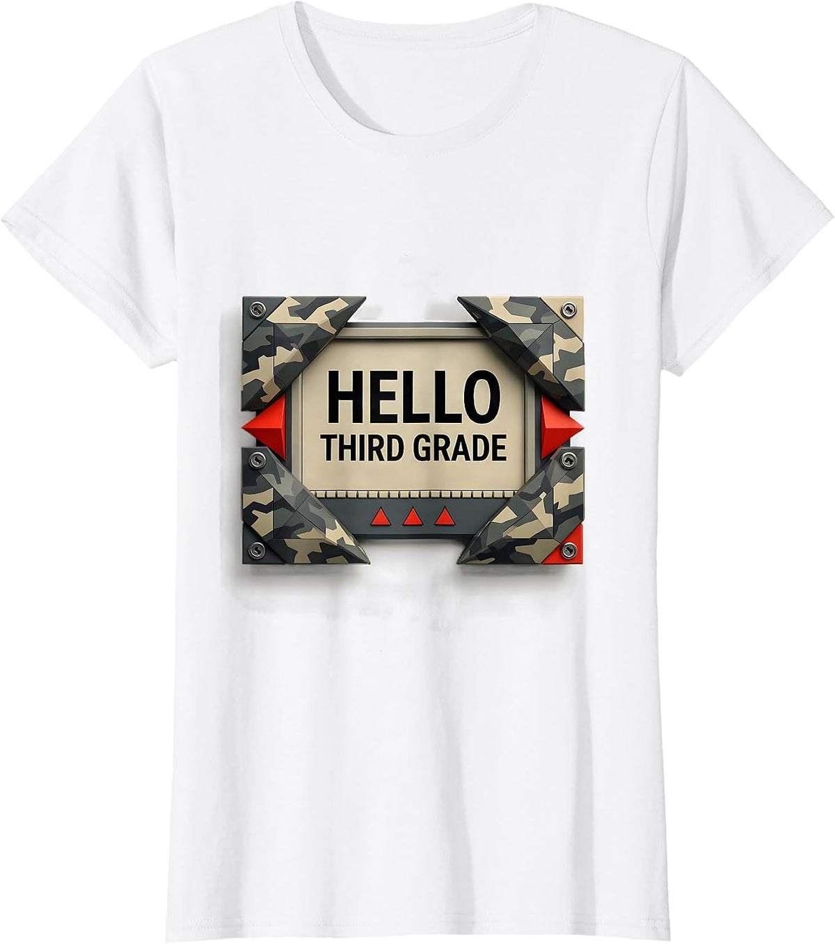 Hello Third Grade Geometric Camo Back To School Boys T-Shirt - White