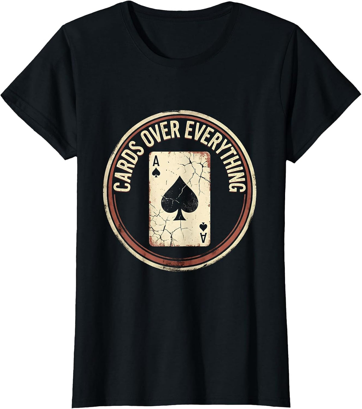 Cards Over Everything Gambling Design T-Shirt - Black
