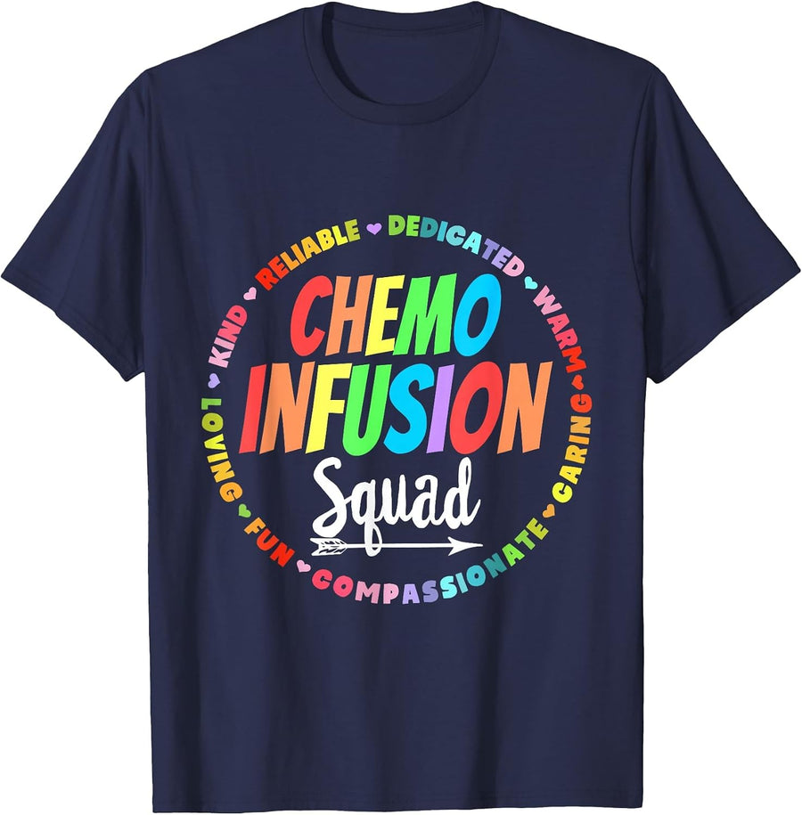 Chemo Infusion Squad Future Oncology Nurse Nursing School T-Shirt - Navy Blue