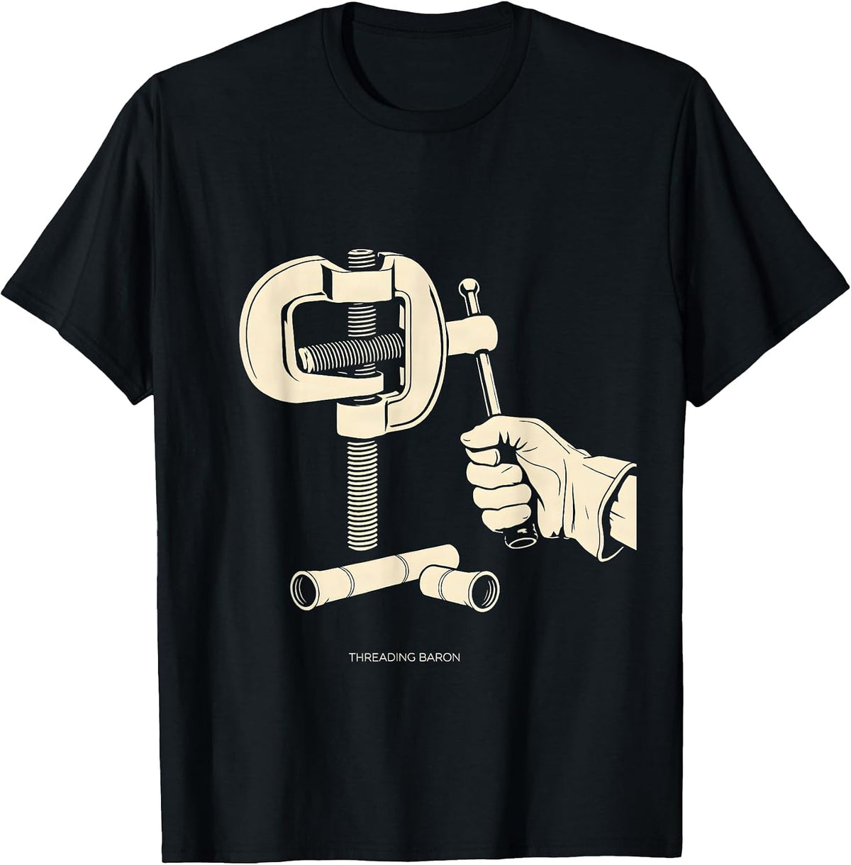 Men's Threading Baron Funny Plumber Pipefitter Occupational Humor T-Shirt - Black