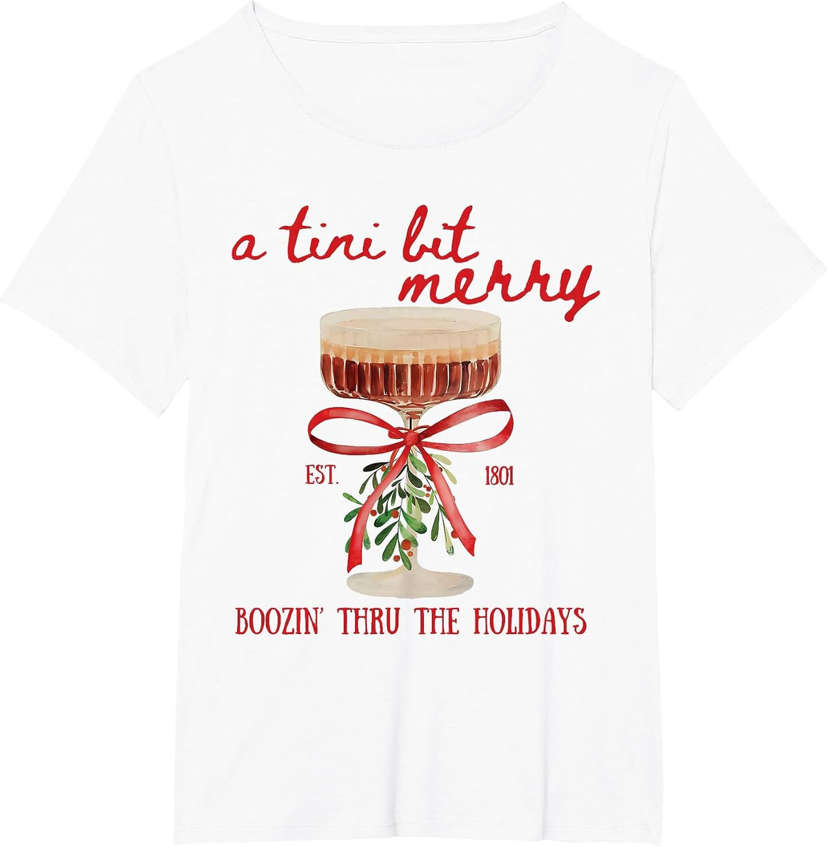 A Tini Bit Merry Sweatshirt Merry Tini Merrier Martini Xmas T-Shirt - White