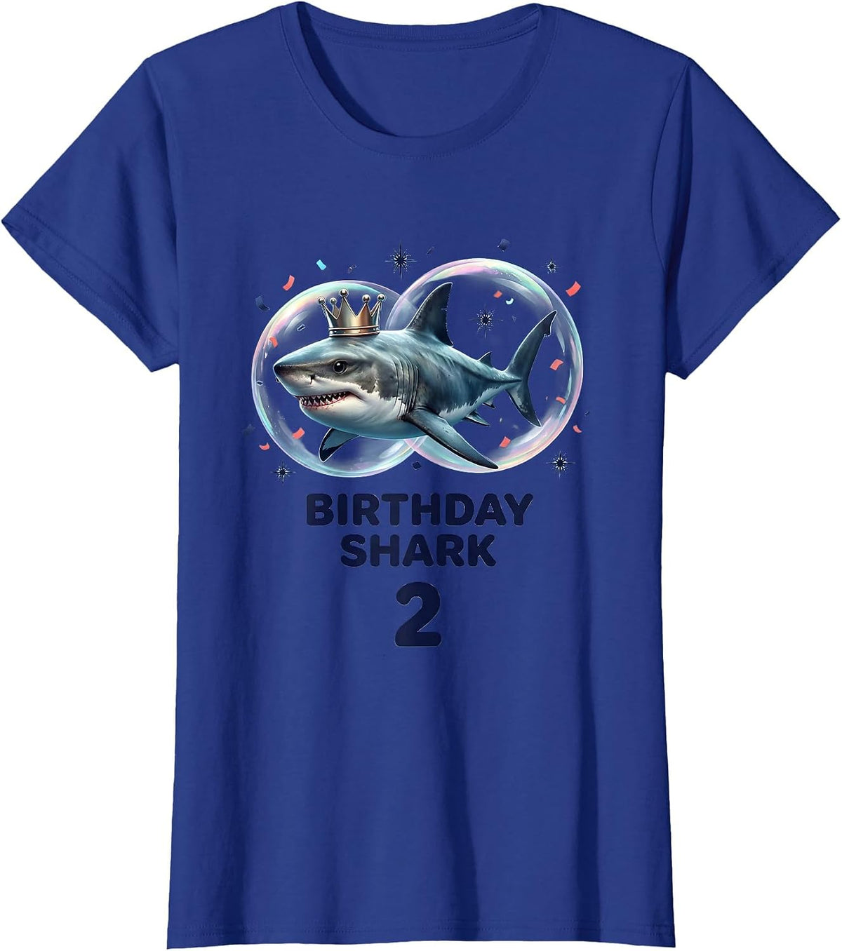 Women's Birthday Shark 2 Playful Toddler Party Matching Whale Family T-Shirt - Royal Blue