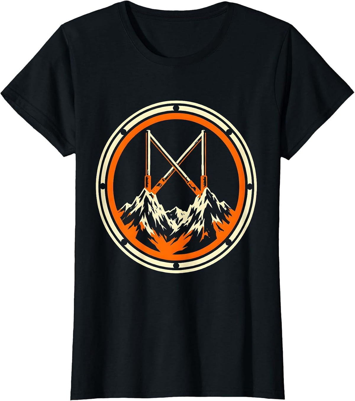 Rugby Posts Mountain Peaks Graphic Design T-Shirt - Black