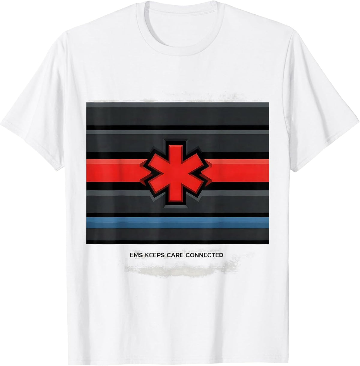 Men's EMS Keeps Care Connected Geometric Tribute First Responder T-Shirt - White