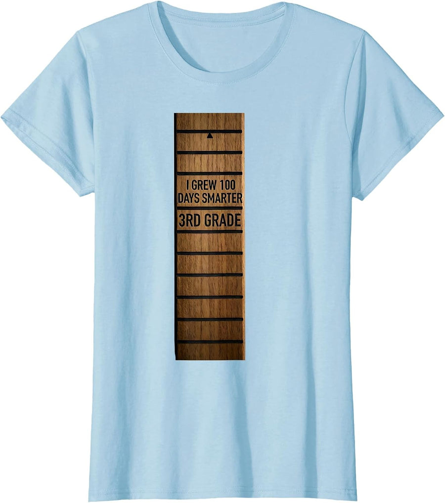 Women's I Grew 100 Days Smarter 3rd Grade Funny Teacher Milestone T-Shirt - Baby Blue
