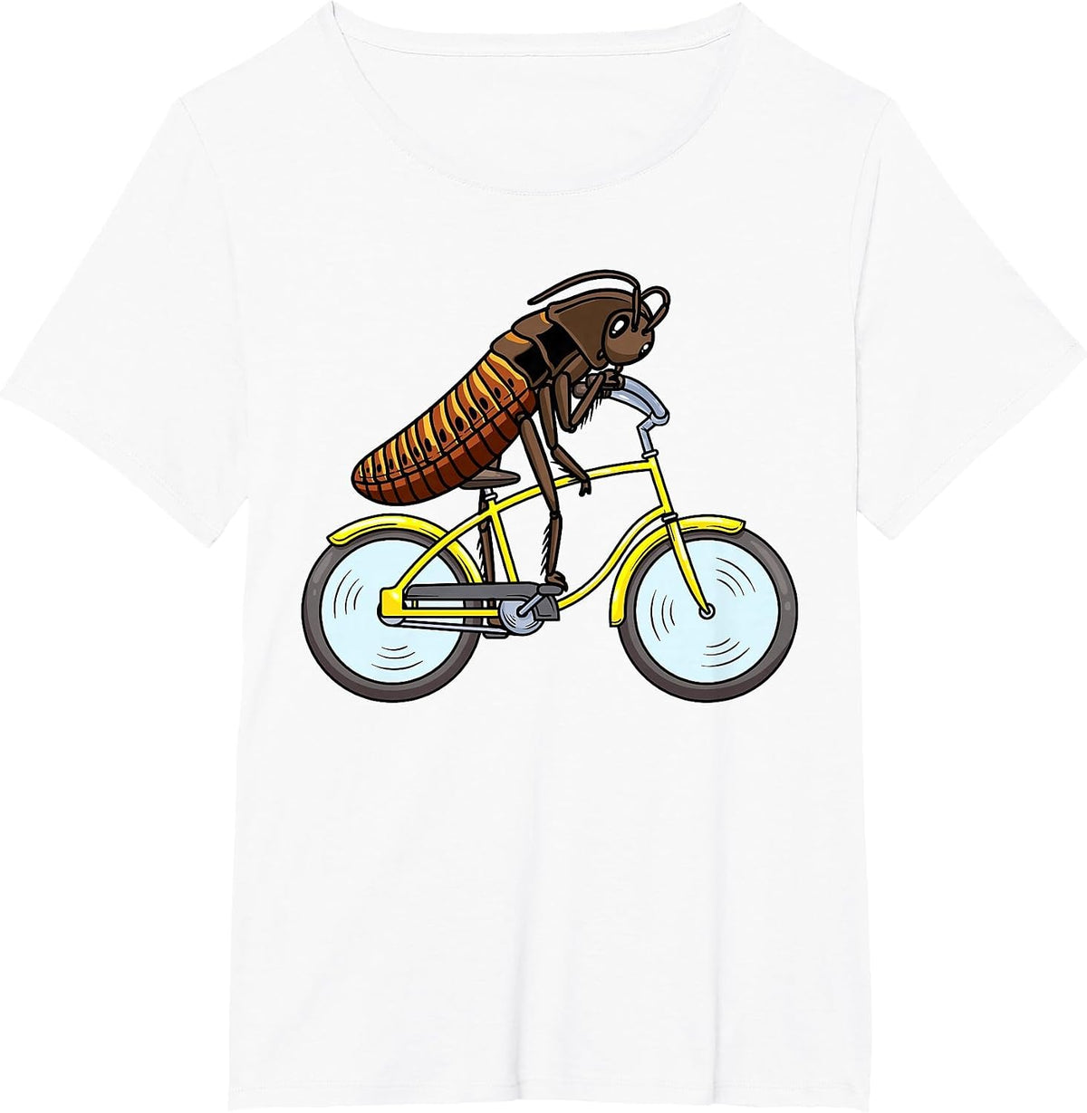 Madagascar Cockroach on a Bicycle Cyclist T-Shirt - White