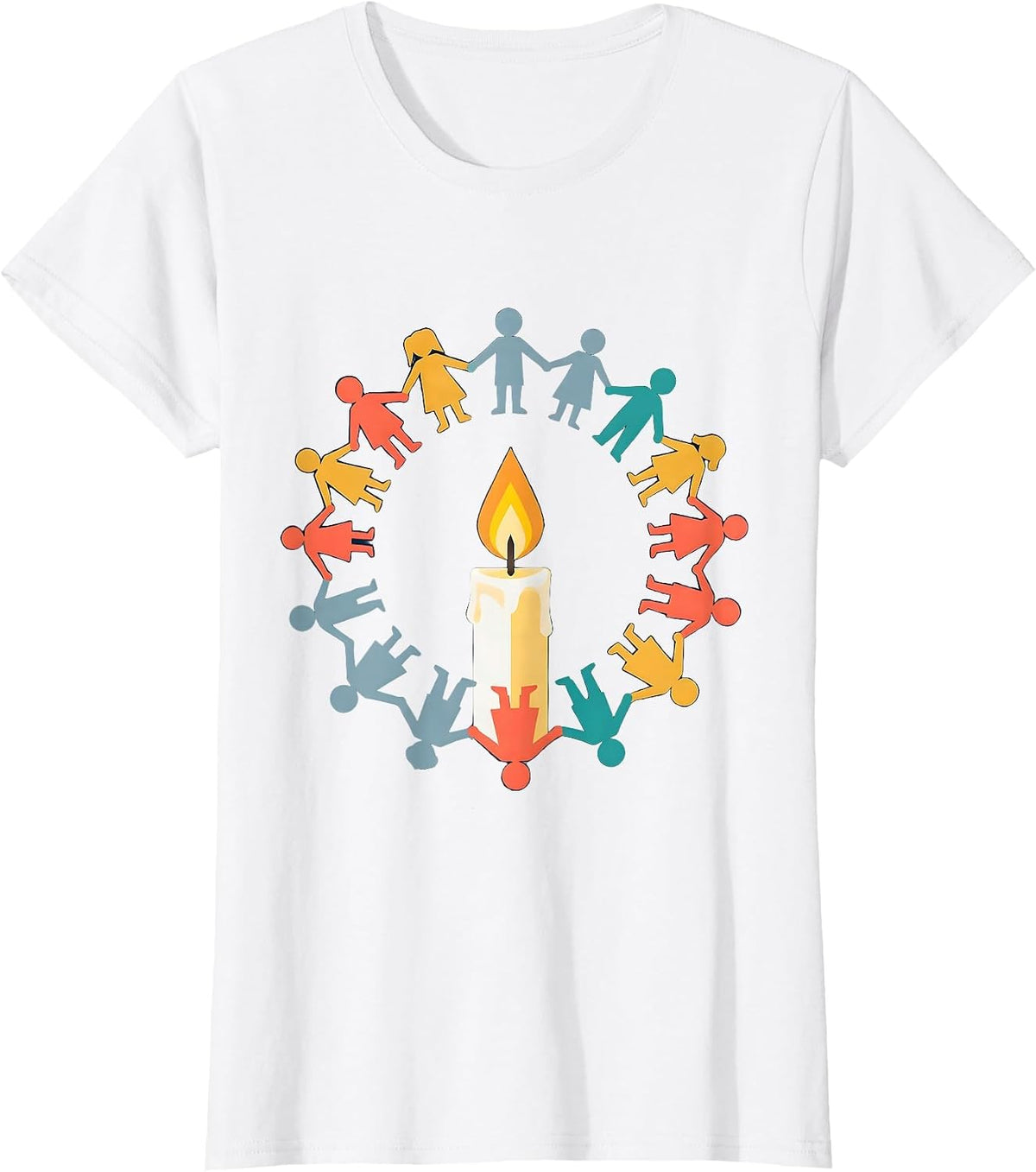 Patriot Day Kids Candle Unity Remembrance Design T-Shirt - White