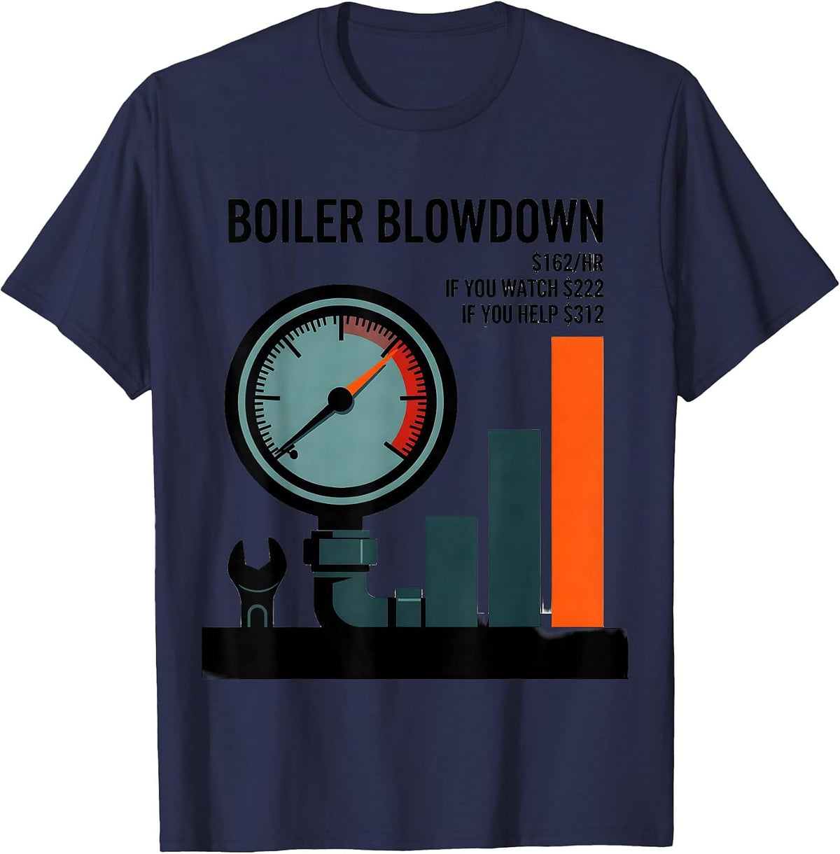 Boiler Blowdown Funny Plumber Hourly Rate Trade Humor T-Shirt - Navy Blue