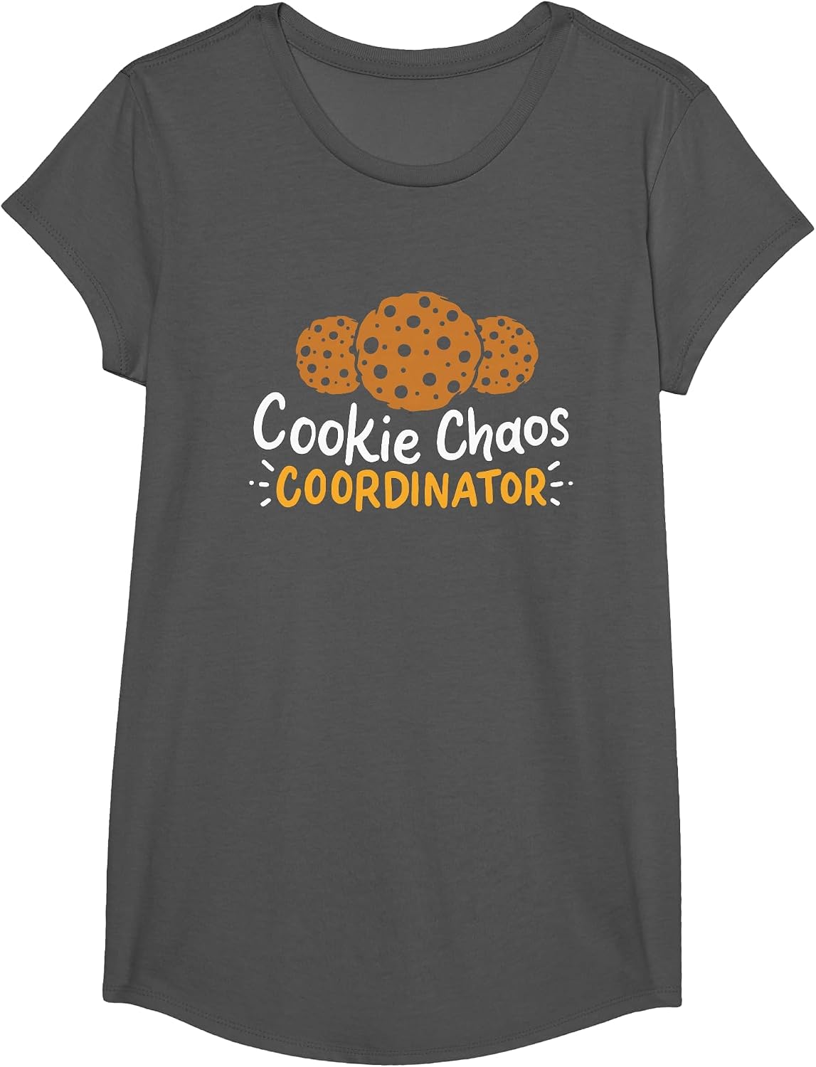 Cookie Chaos Coordinator - Cookies T-Shirt - Girls Asphalt Grey
