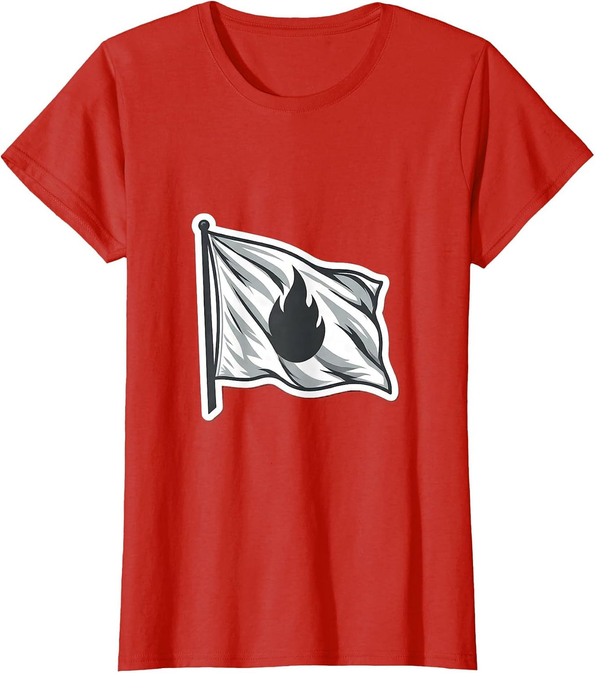 Women's White Lie Hidden Flame Surrender Flag Graphic T-Shirt - Red