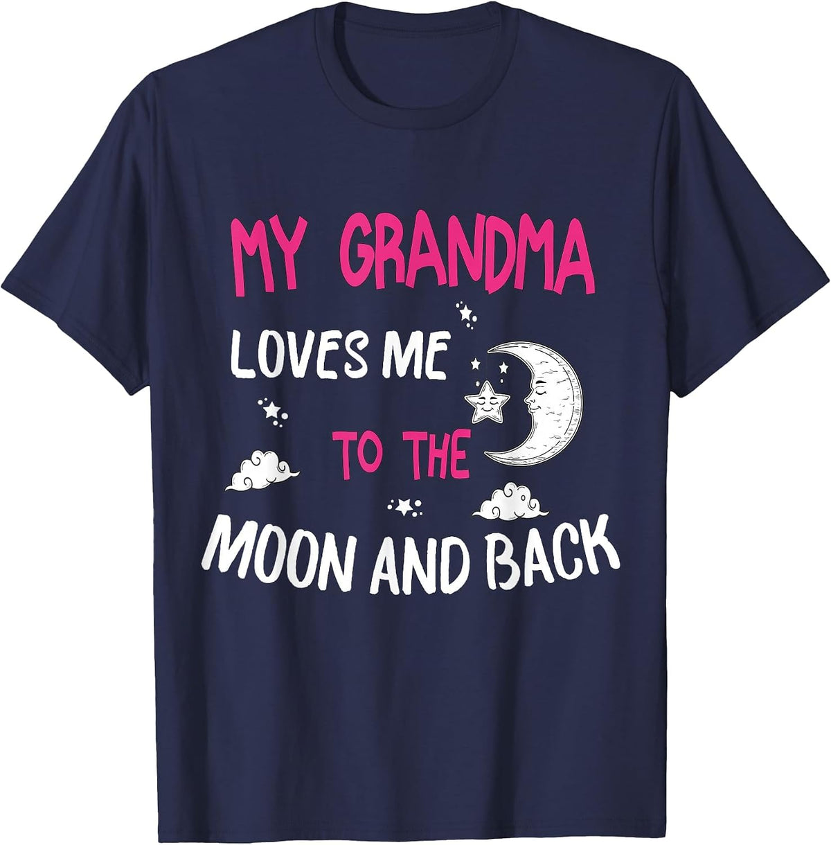 My Grandma Loves Me to The Moon and Back Kids Boys Girls T-Shirt - Navy Blue