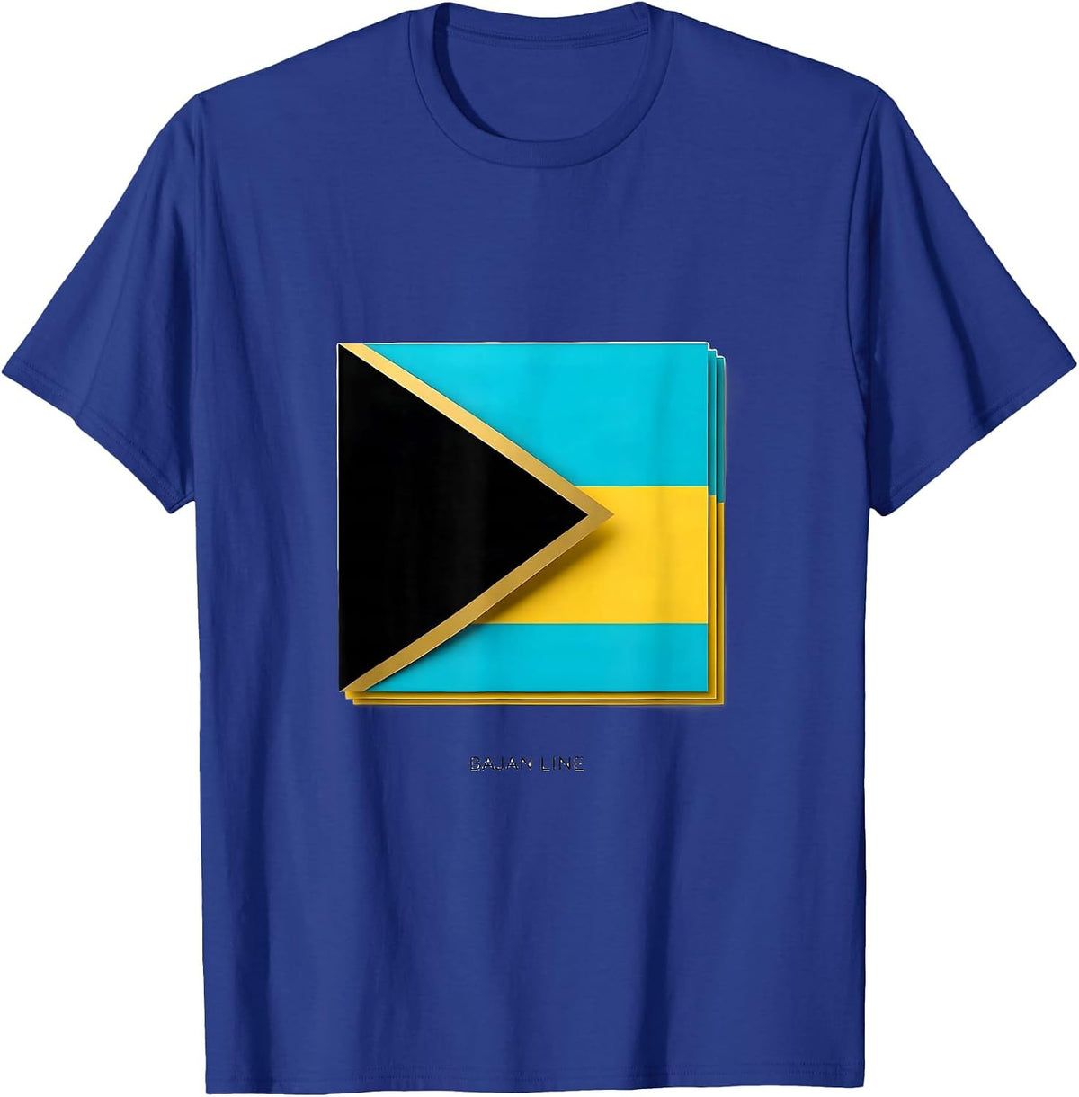 Bajan Line Patriotic Caribbean Flag Pride Souvenir T-Shirt - Royal Blue