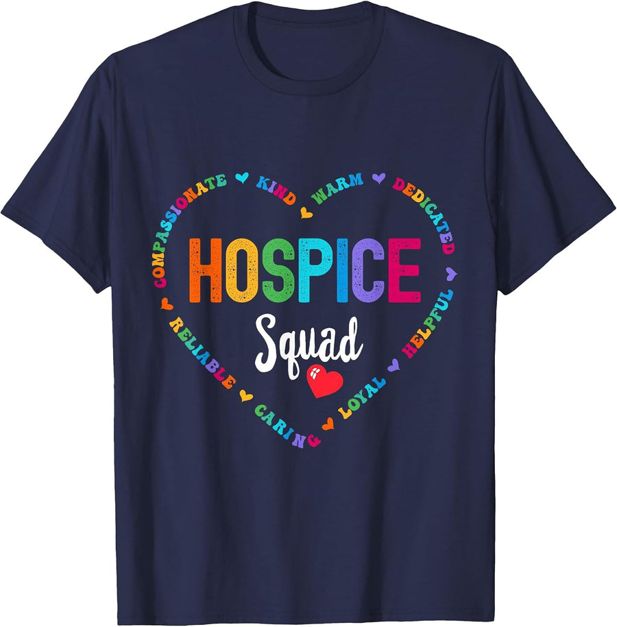 Hospice Squad Nurse Week Palliative Care Hospice Aide T-Shirt - Navy Blue