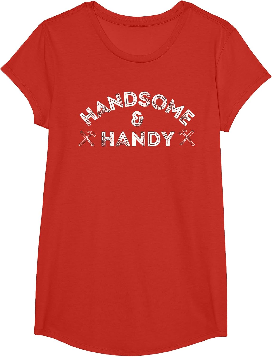 Handsome and Handy Funny Dad DIY Woodworking T-Shirt - Girls Red