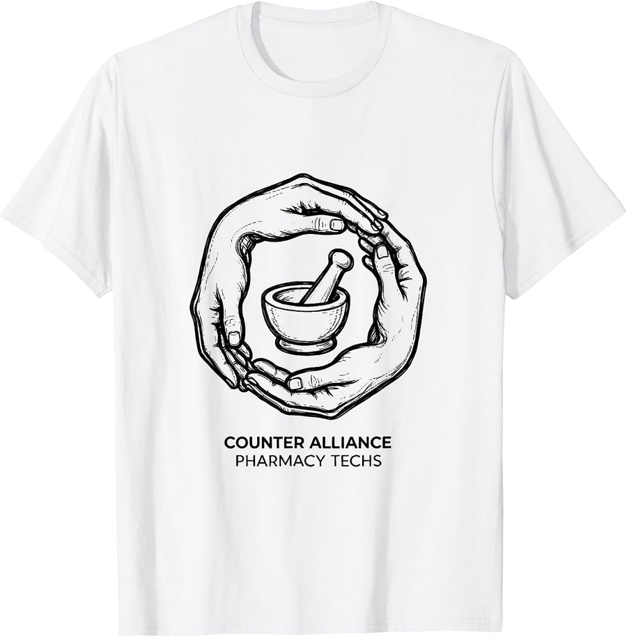Men's Counter Alliance Pharmacy Techs Funny Pharmacy Technician T-Shirt - White