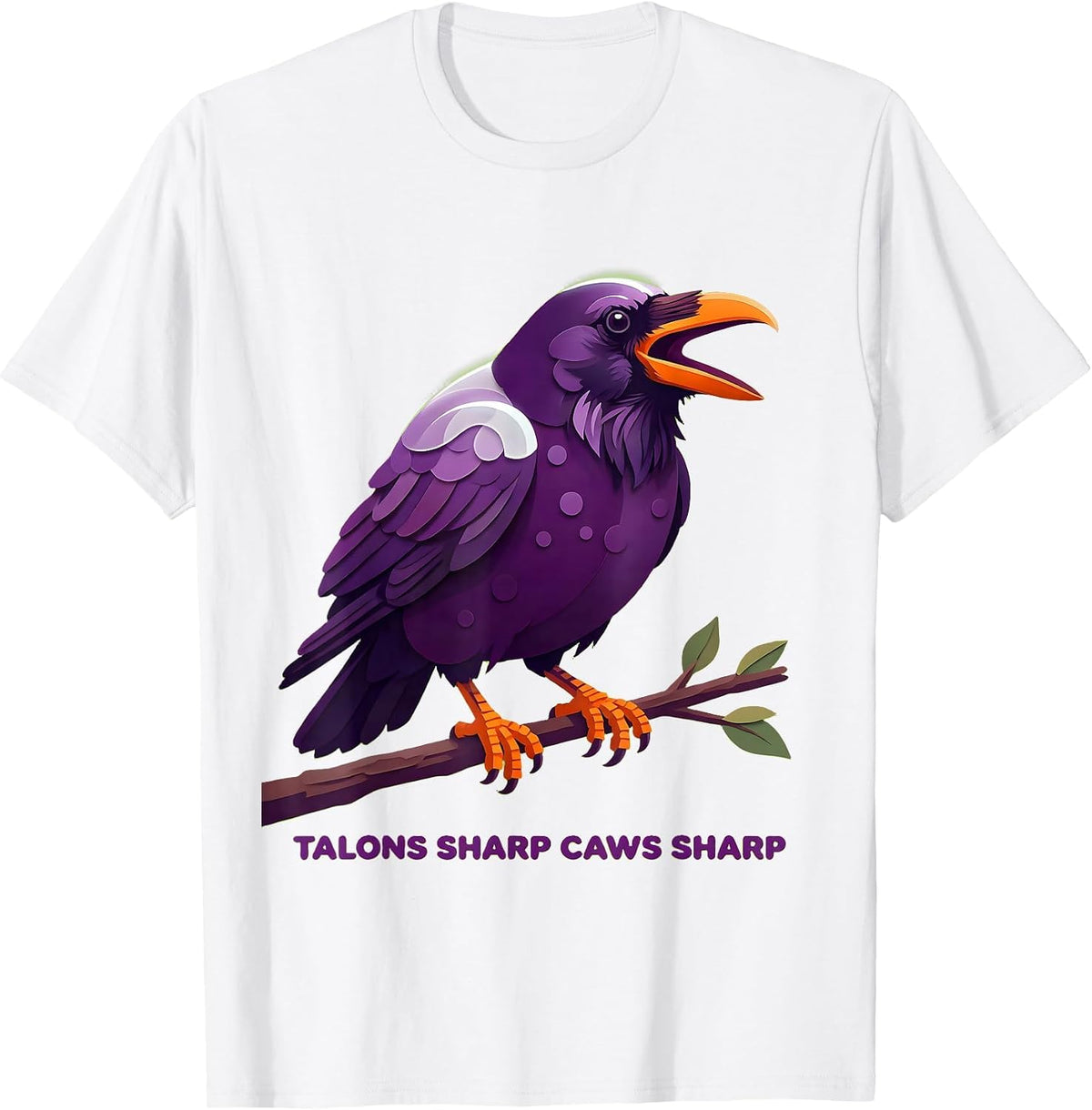 Men's Talons Sharp Caws Sharp Crow Bird Design T-Shirt - White