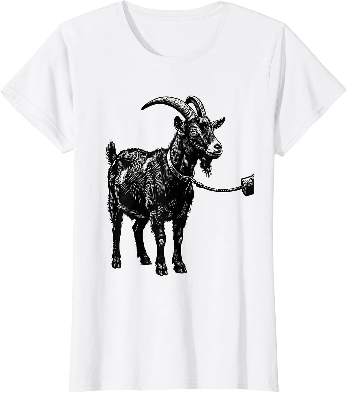 Goat Profile Linocut Farm Animal Humor T-Shirt - White
