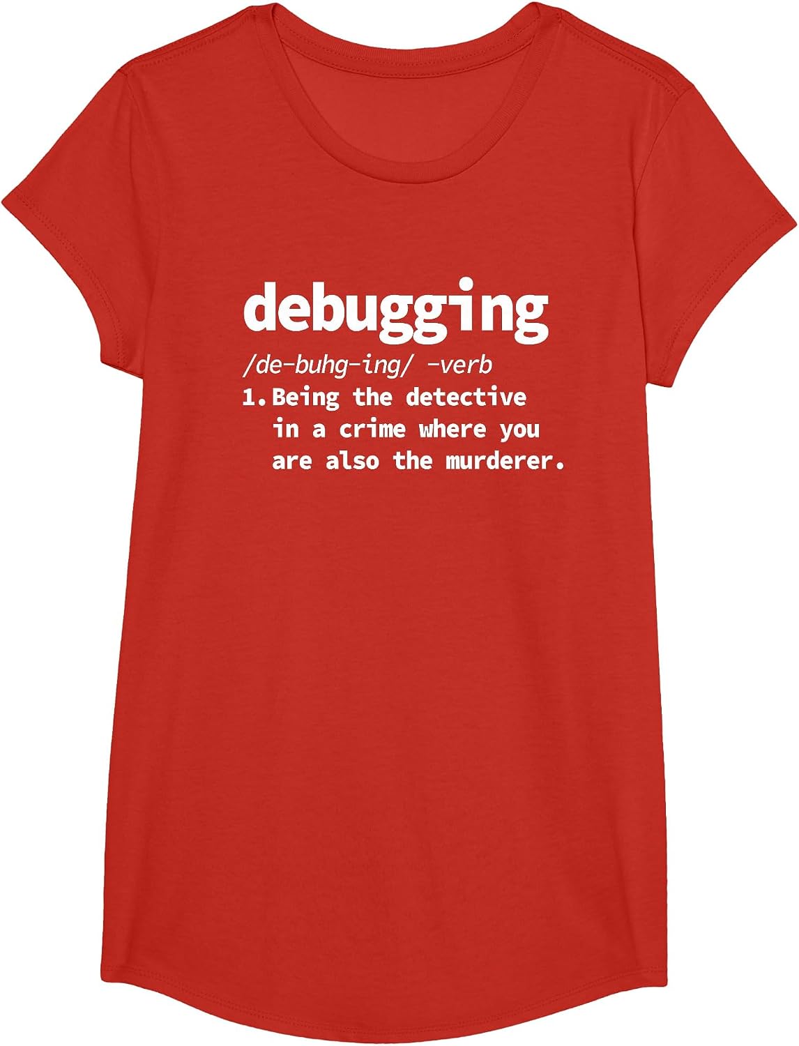 Debugging Definition Programming T-Shirt - Girls Red