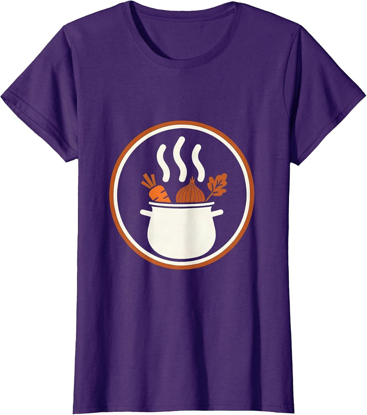 Women's Chef's Bubbling Pot Overflowing Vegetables Graphic T-Shirt - Purple