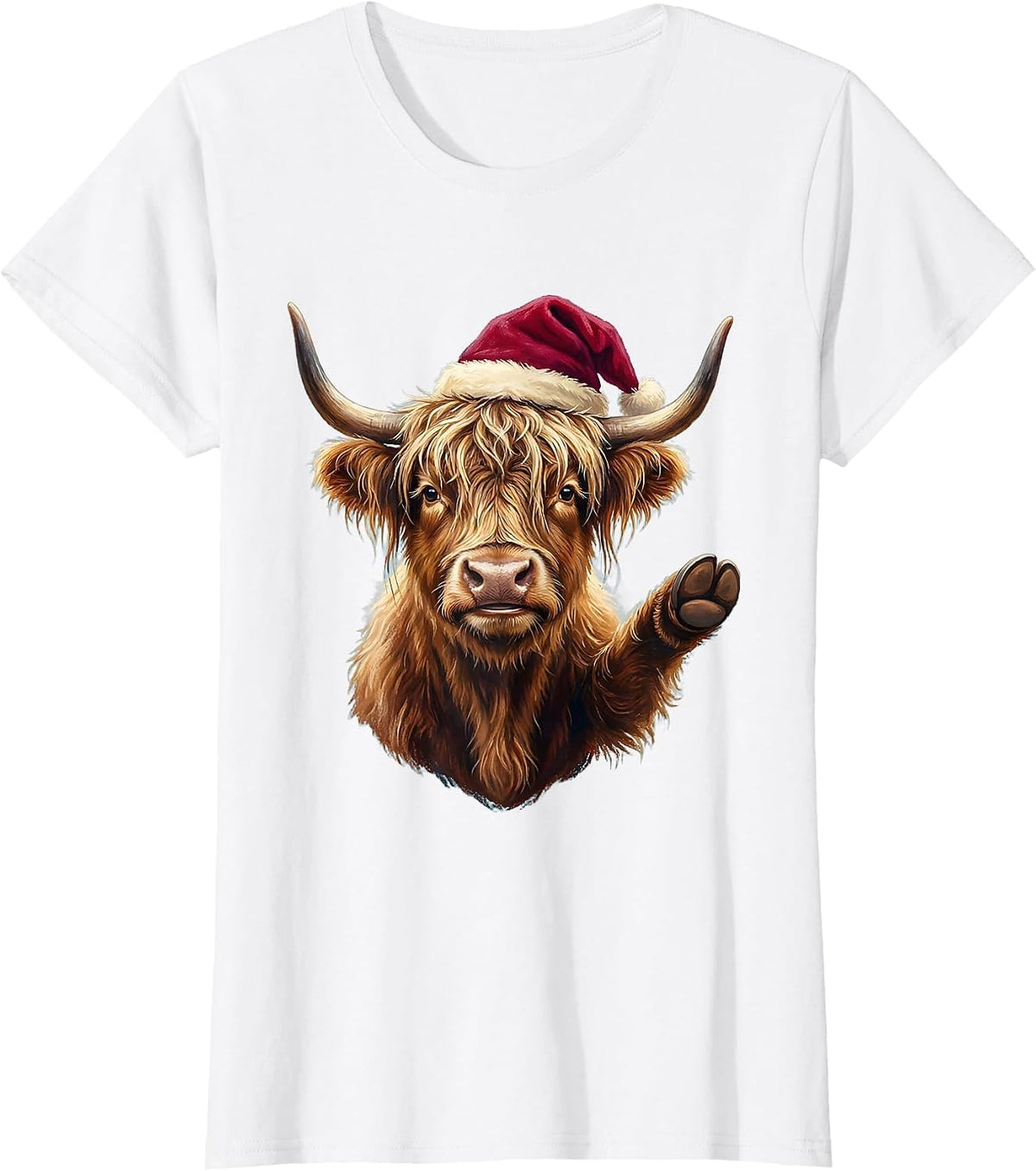 Storybook Highland Cow Highland Cow Christmas Holiday Humor T-Shirt - White