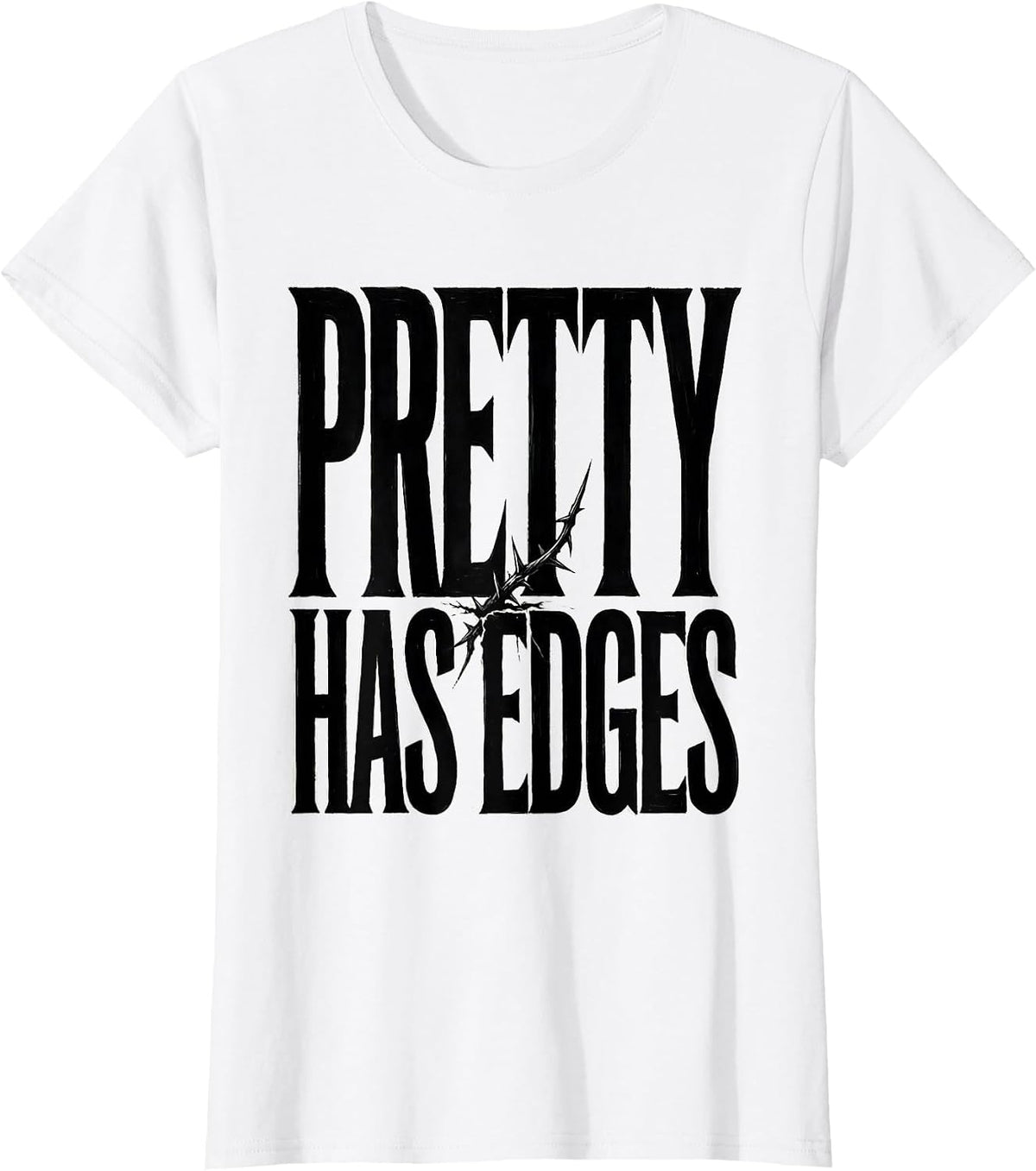 Pretty Has Edges Gothic Dark Romance Rose Flower Dark T-Shirt - White
