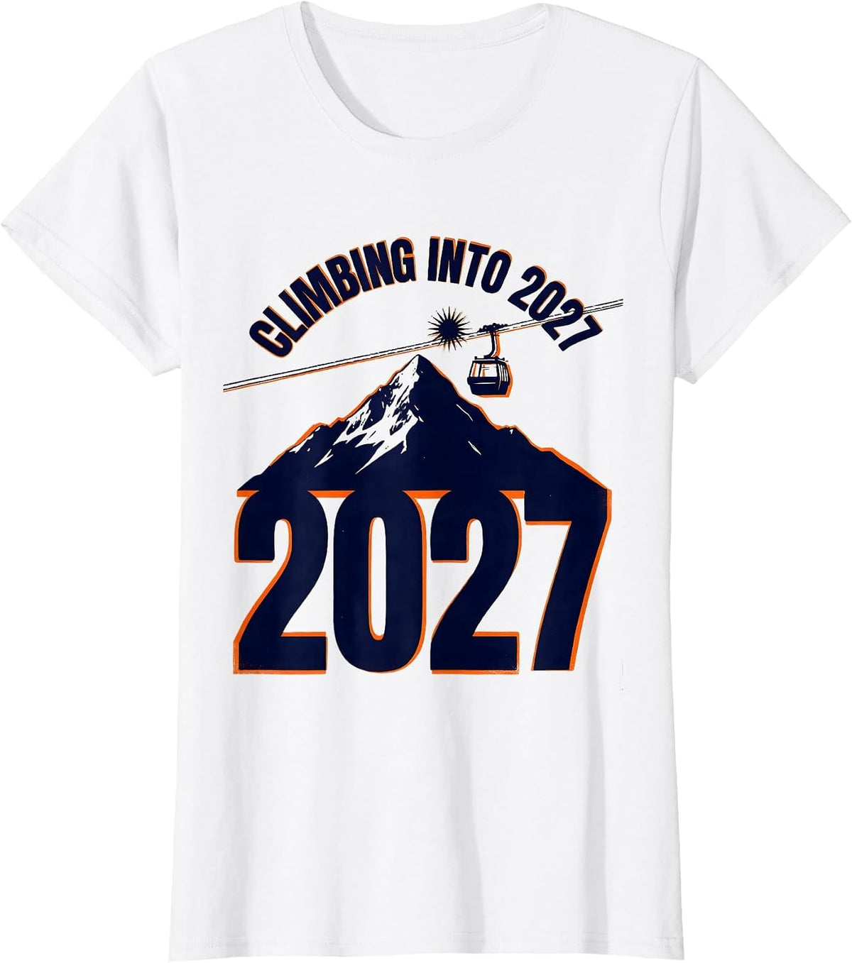 Women's Climbing Into 2027 Screenprint Poster New Year Family Party T-Shirt - White