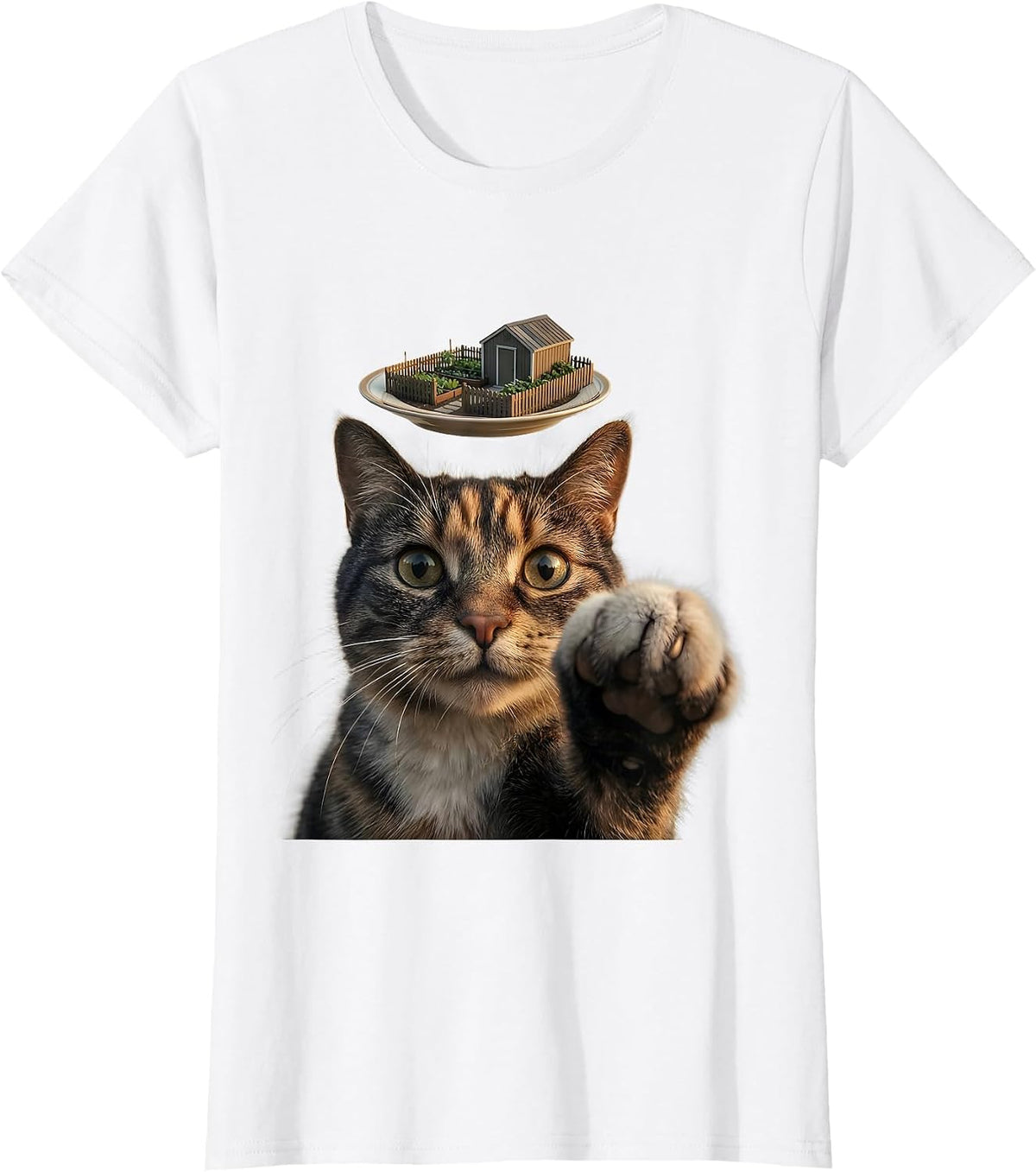 Calico Cat UFO Selfie Funny Meme Gift For Cat Lovers T-Shirt - White