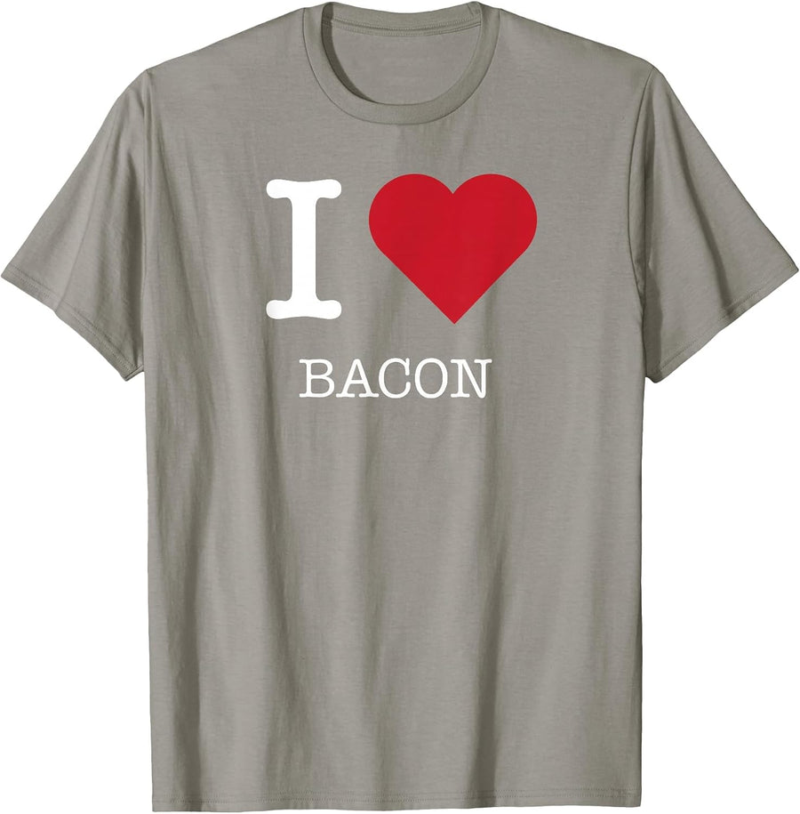 I Heart Bacon, I Love Bacon T-Shirt, Men, Slate Grey, X-Large - As Pictured