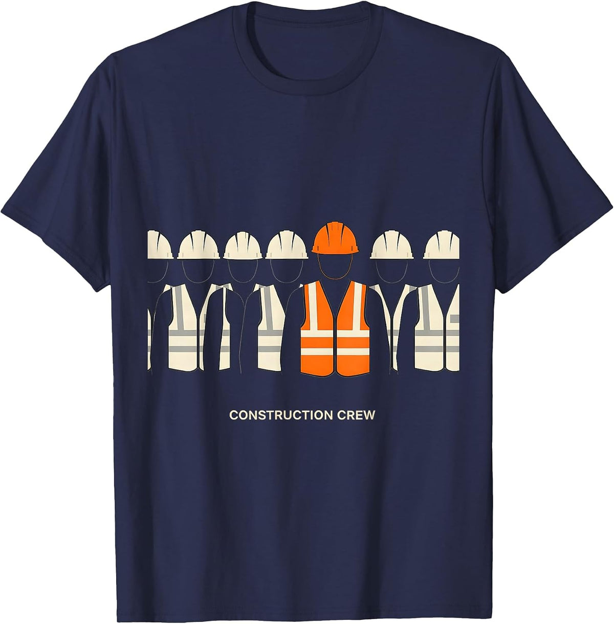 Men's Construction Crew Geometric Hard Hat Vest Worker Trade Humor T-Shirt - Navy Blue