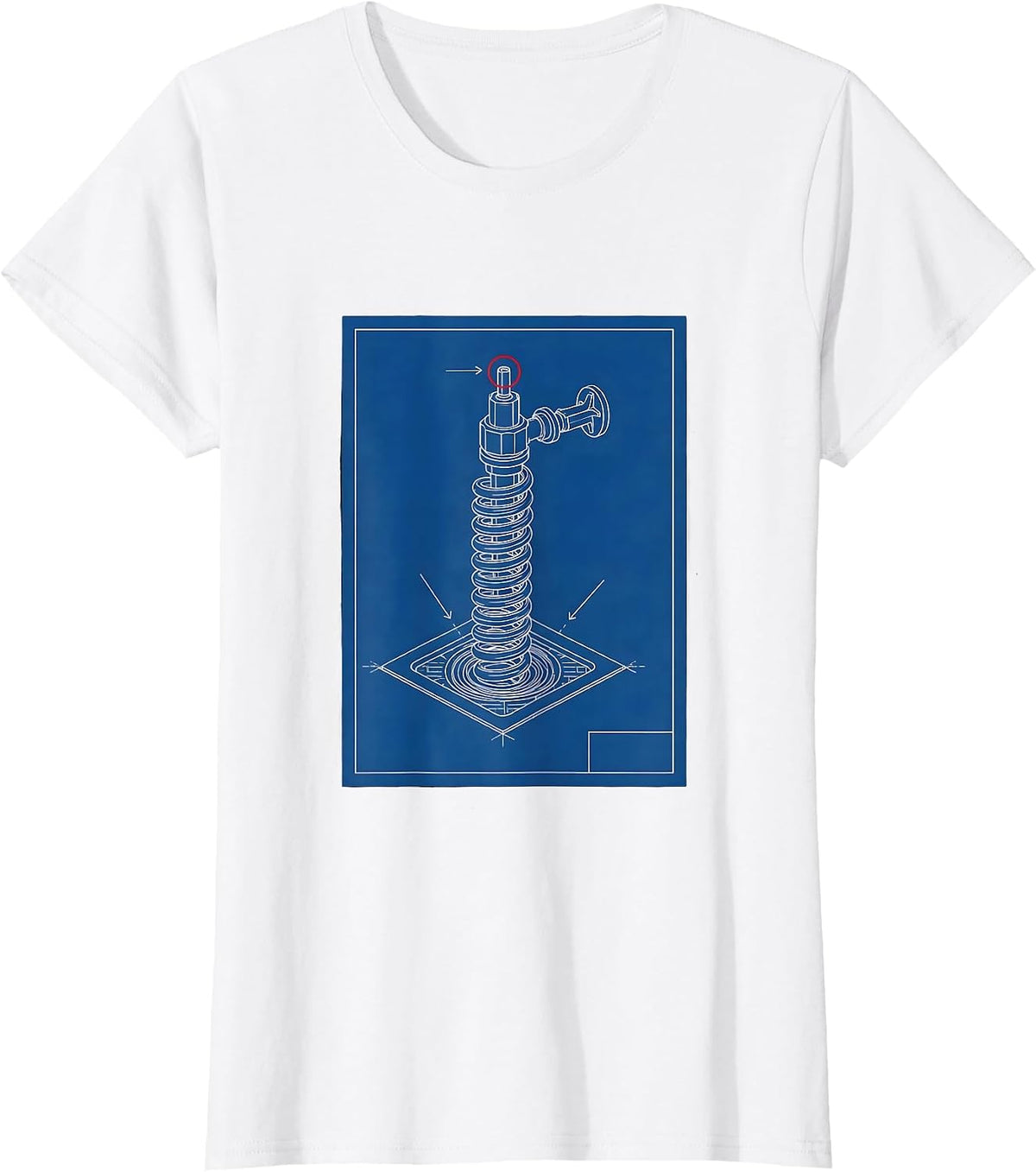 Plumber Drain Auger Technical Blueprint Funny Pipefitter T-Shirt - White