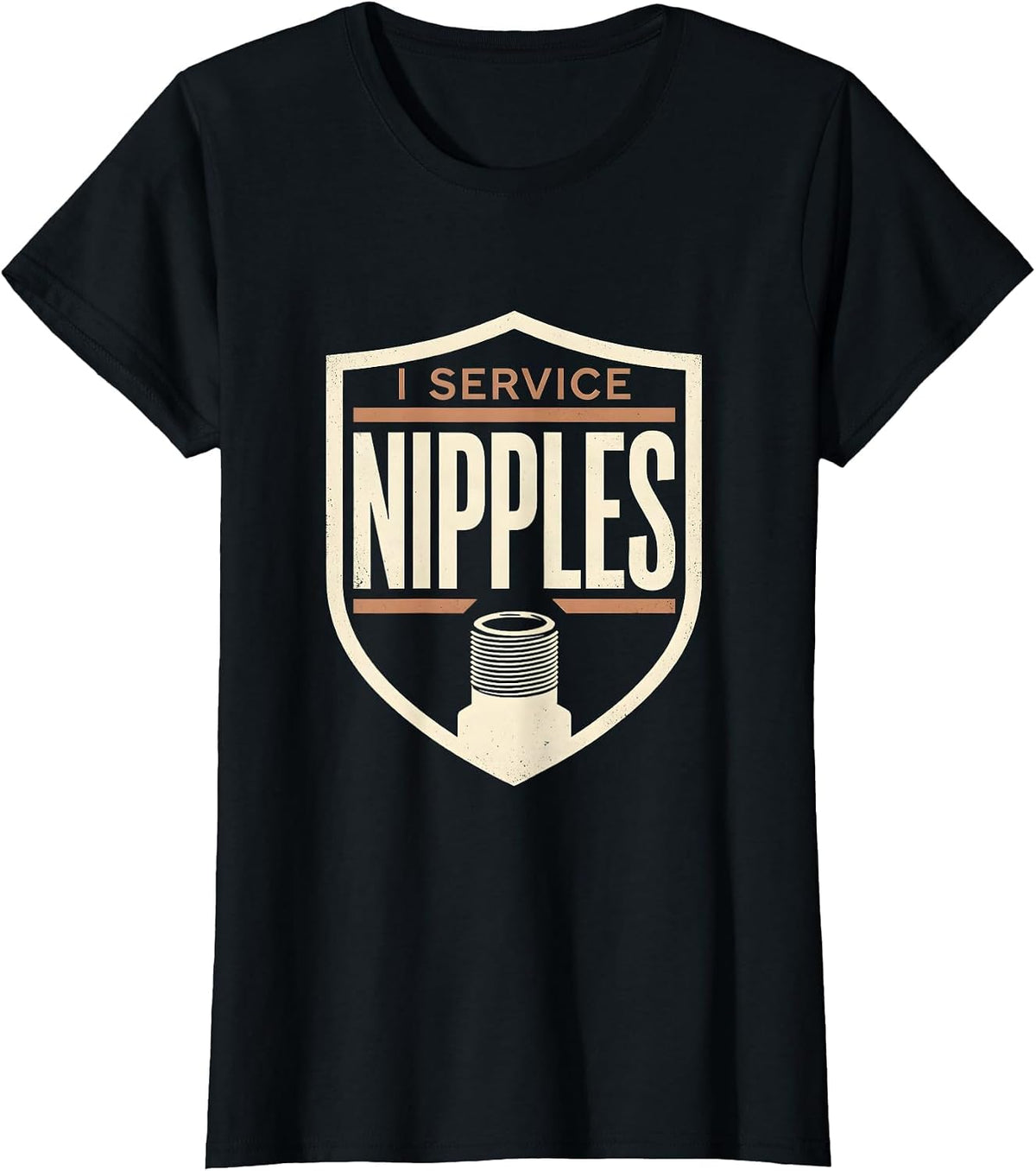 Women's I Service Nipples Funny Plumber Pipefitter Occupational T-Shirt - Black