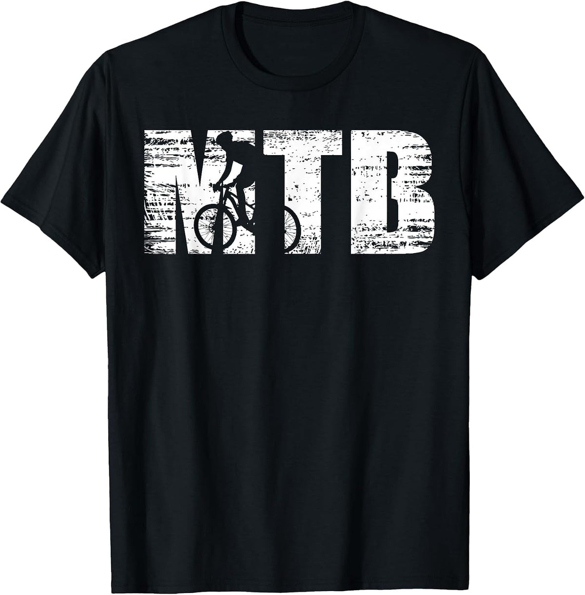 MTB - Distressed Look Mountain Biking for Mountain Bikers T-Shirt - Black