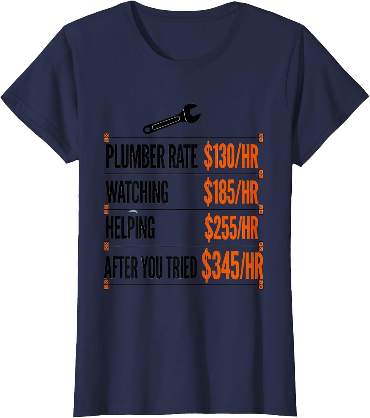 Women's Plumber Rate $130/hr Funny Plumber Gift T-Shirt - Navy Blue