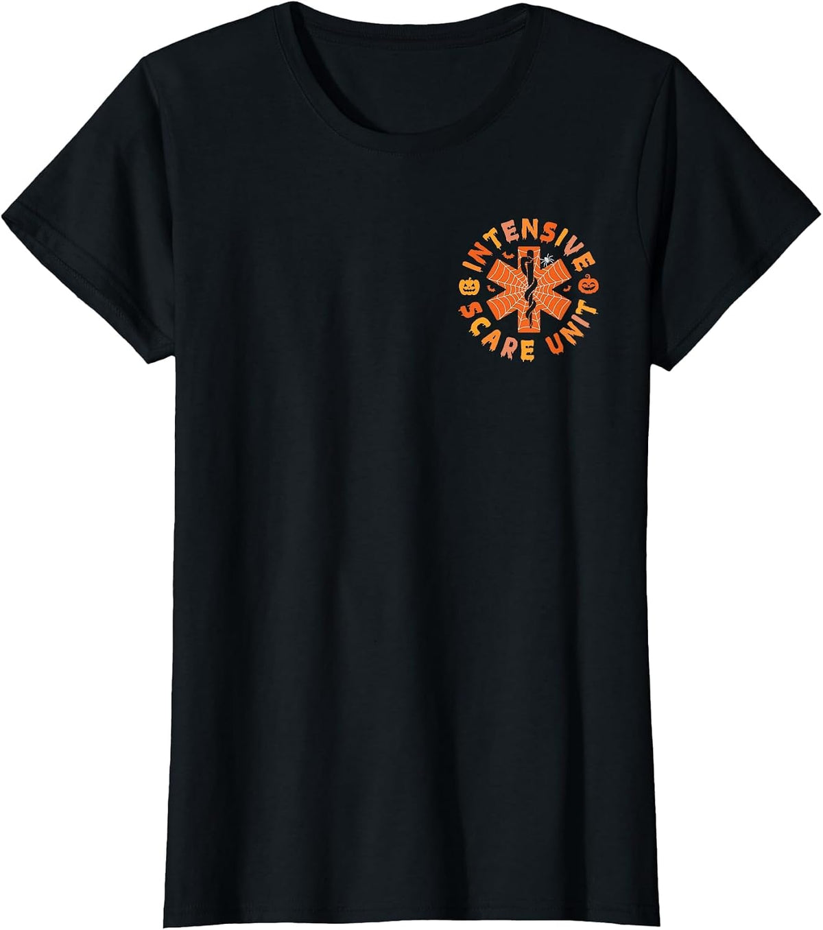 Intensive Scare Unit Funny Halloween ICU Nurse CCU Nursing T-Shirt - Black