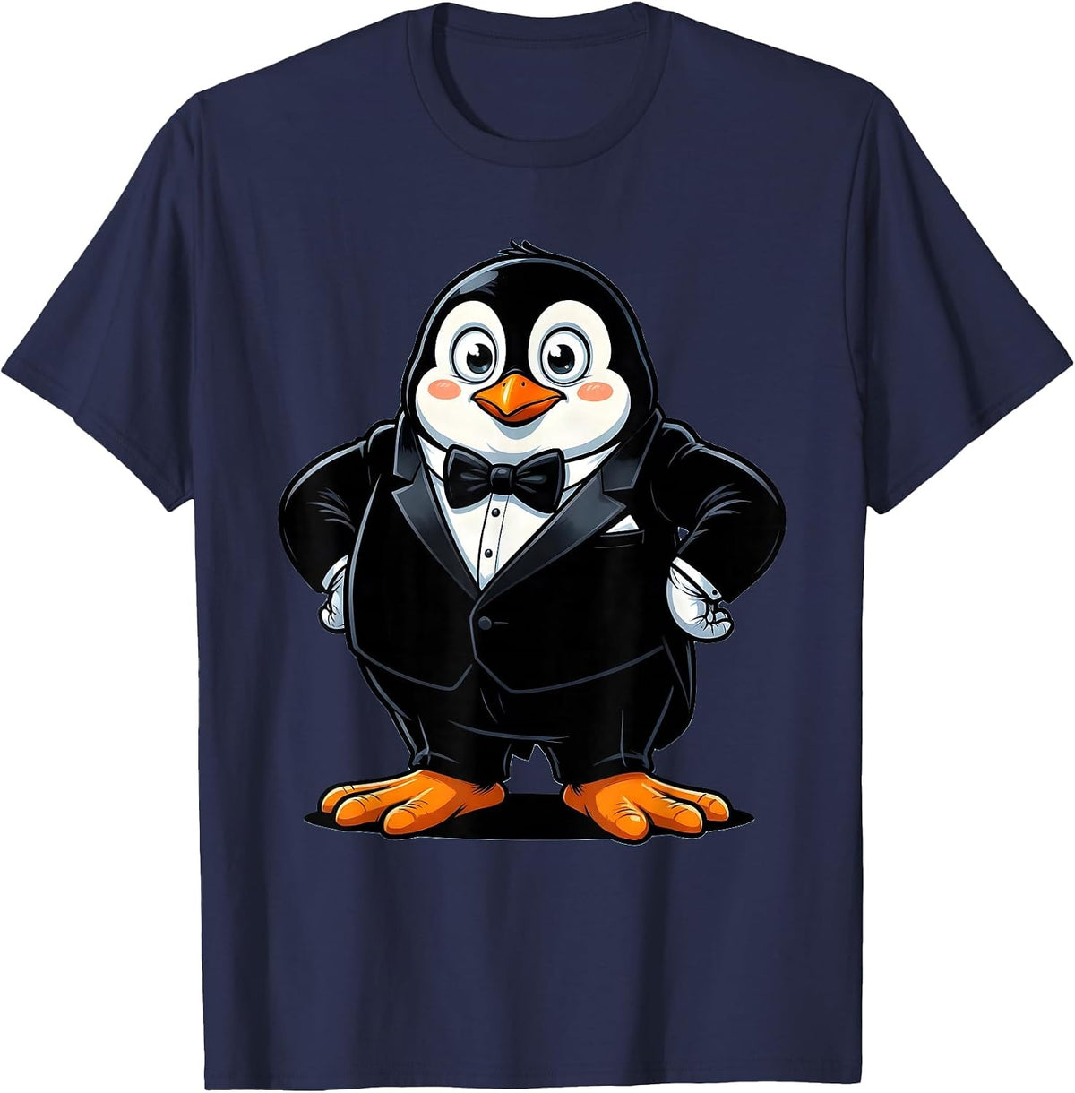 Men's Dapper Penguin Tuxedo Graphic Tee T-Shirt - Navy Blue
