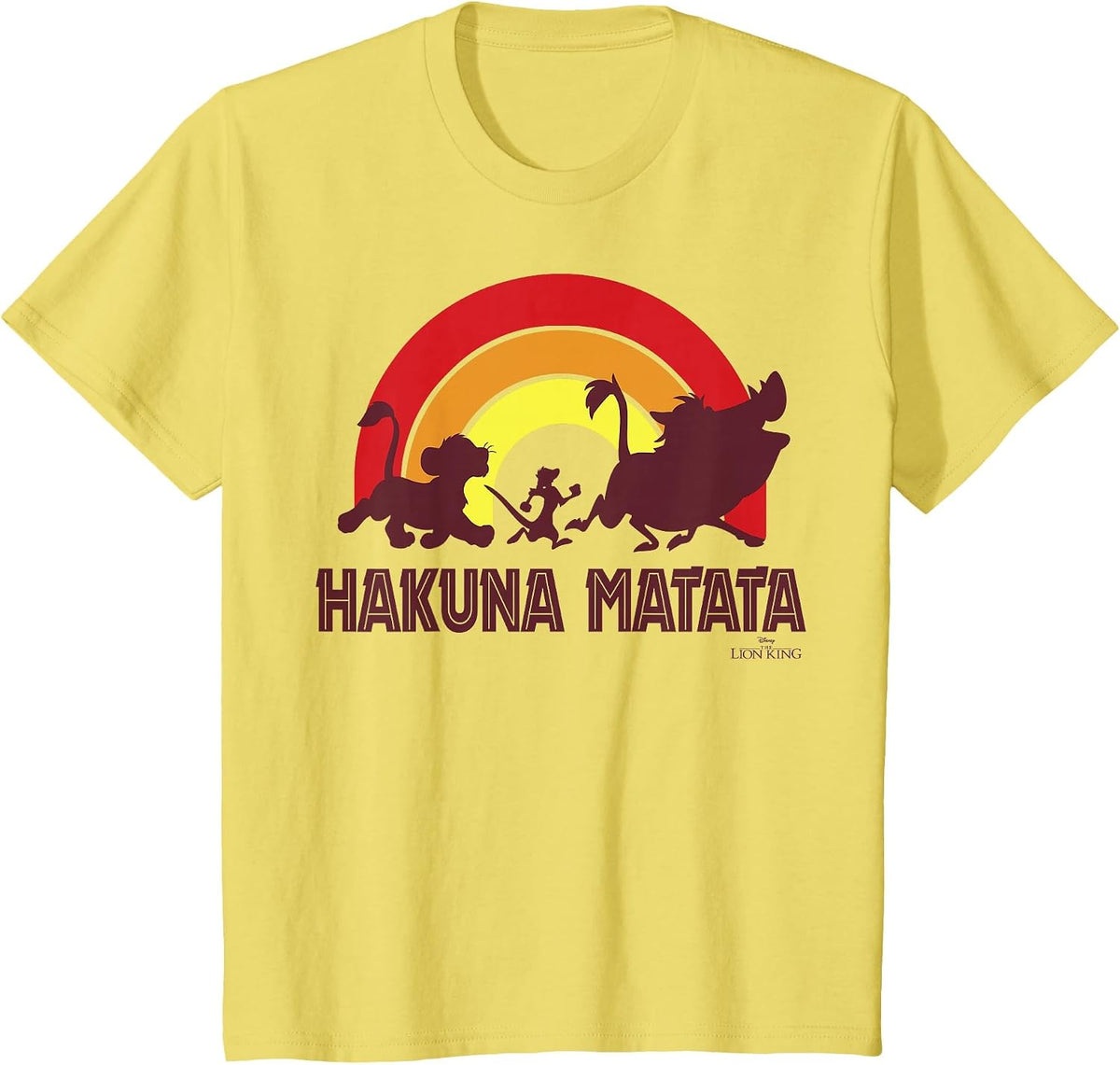 Disney The Lion King Sunset Hakuna Matata Line Up T-Shirt - Lemon Yellow
