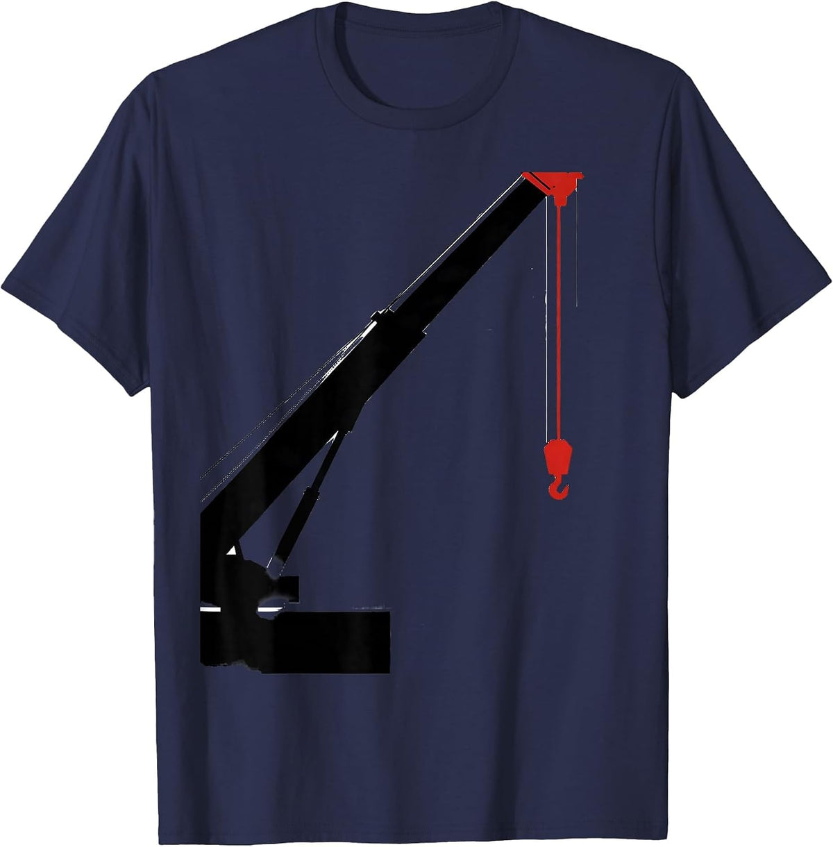 Men's Geometric Mobile Crane Operator Heavy Equipment Humor T-Shirt - Navy Blue