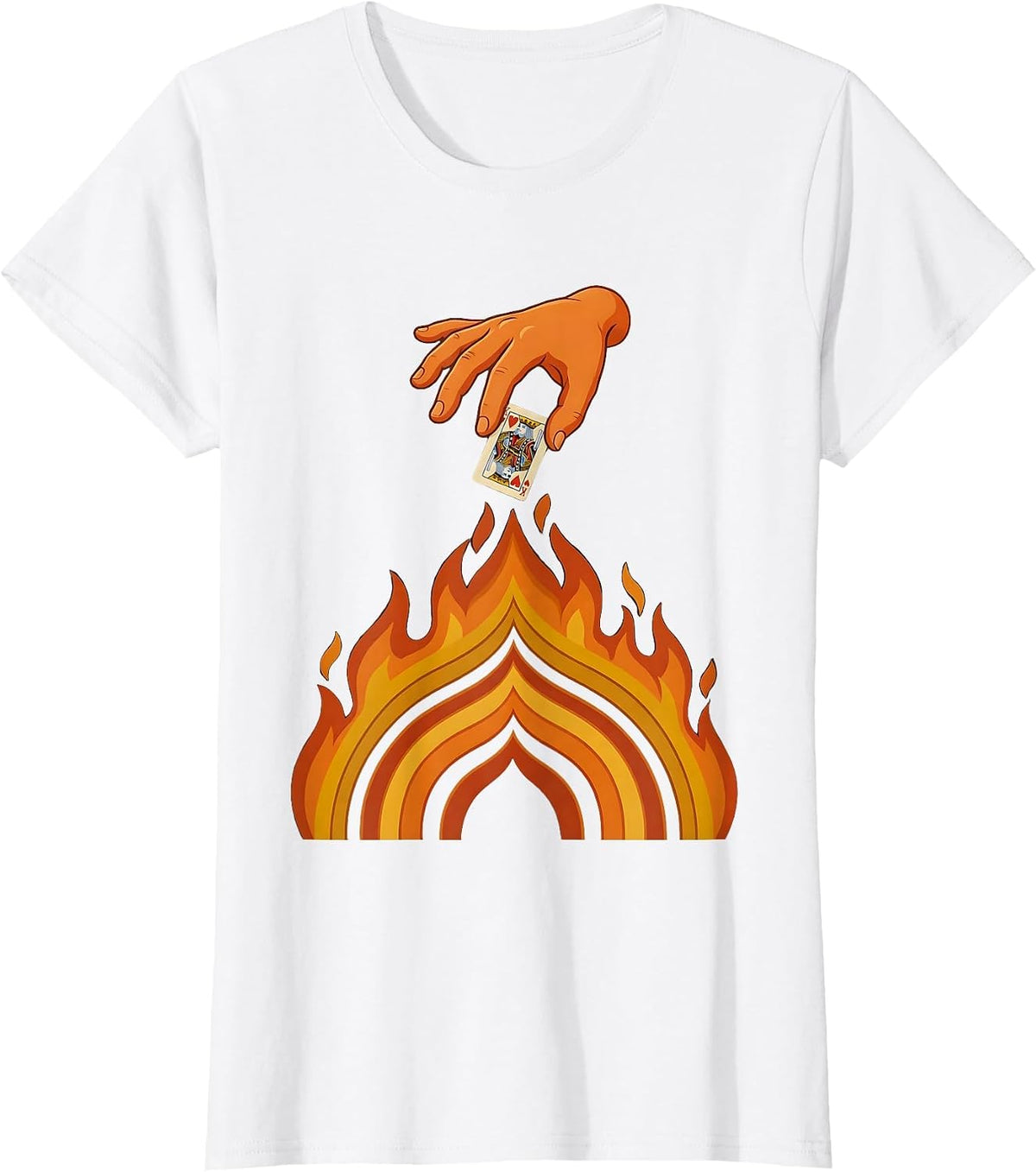 Discard Into Flames Playing Card Graphic T-Shirt - White