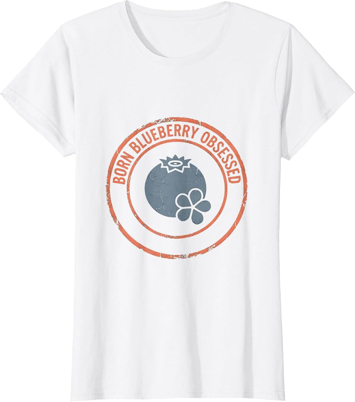Women's Born Blueberry Obsessed Red White Blue Design T-Shirt - White