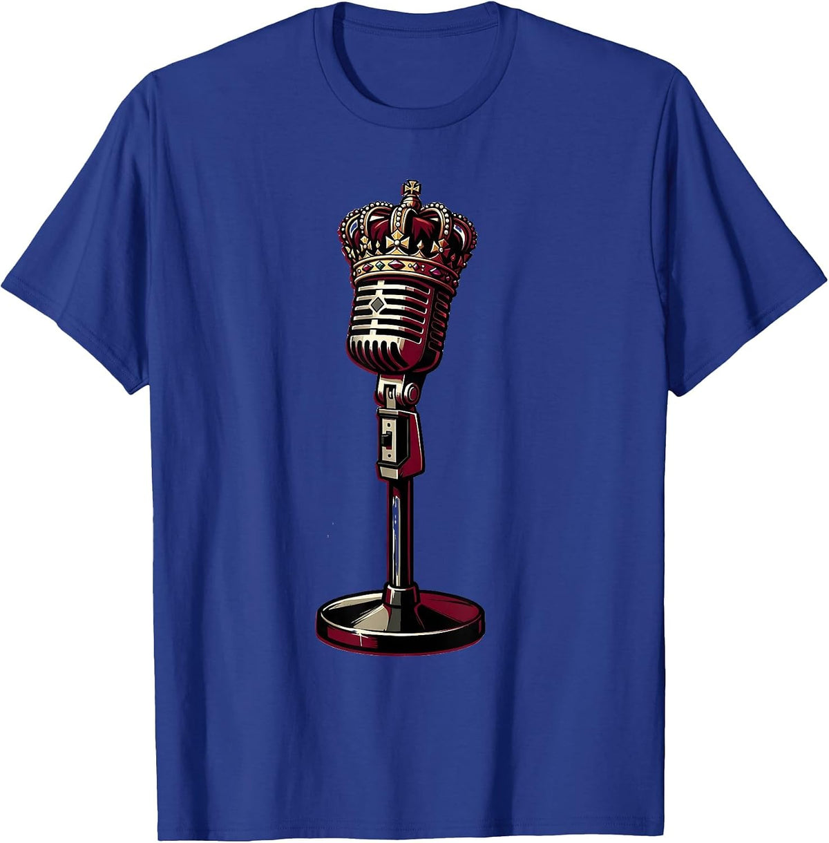 Men's Crown on a Mic Stand Master Debater Graphic T-Shirt - Royal Blue